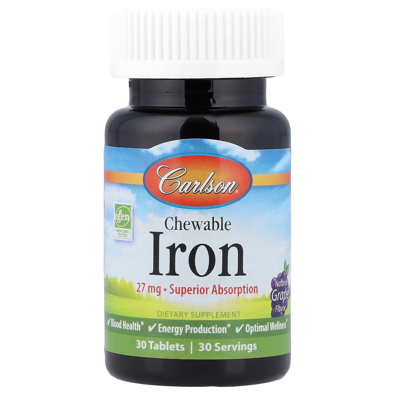 Carlson Chewable Iron – Natural Grape – 30 comprimés de Carlson