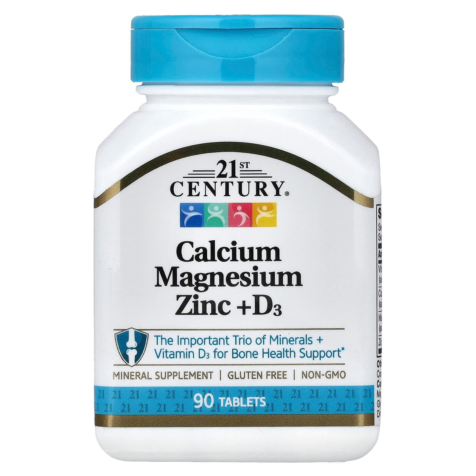 21st Century Calcium Magnesium Zinc + D3 – 90 comprimés de 21st Century