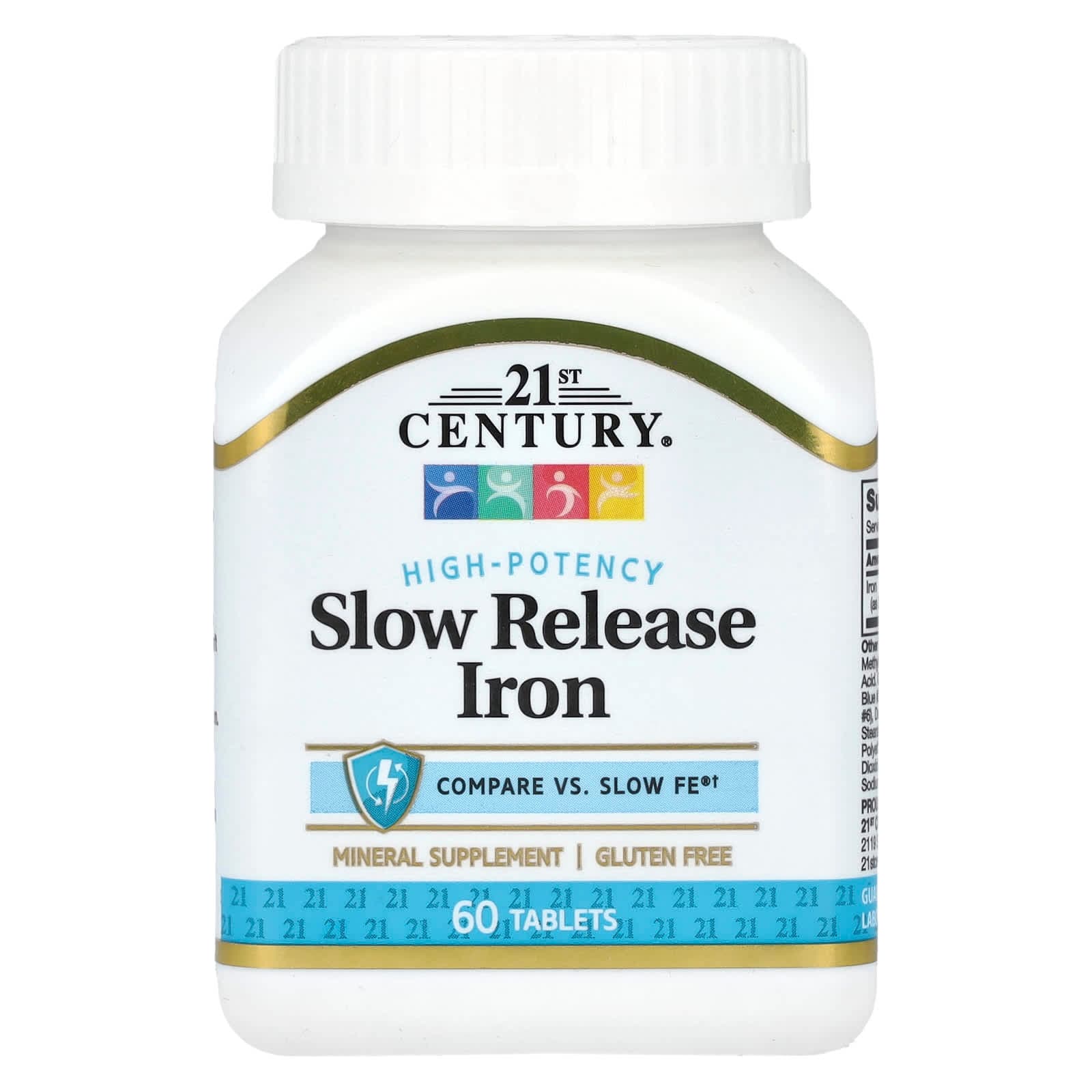 21st Century Slow Release Iron, High Potency – 60 comprimés de 21st Century