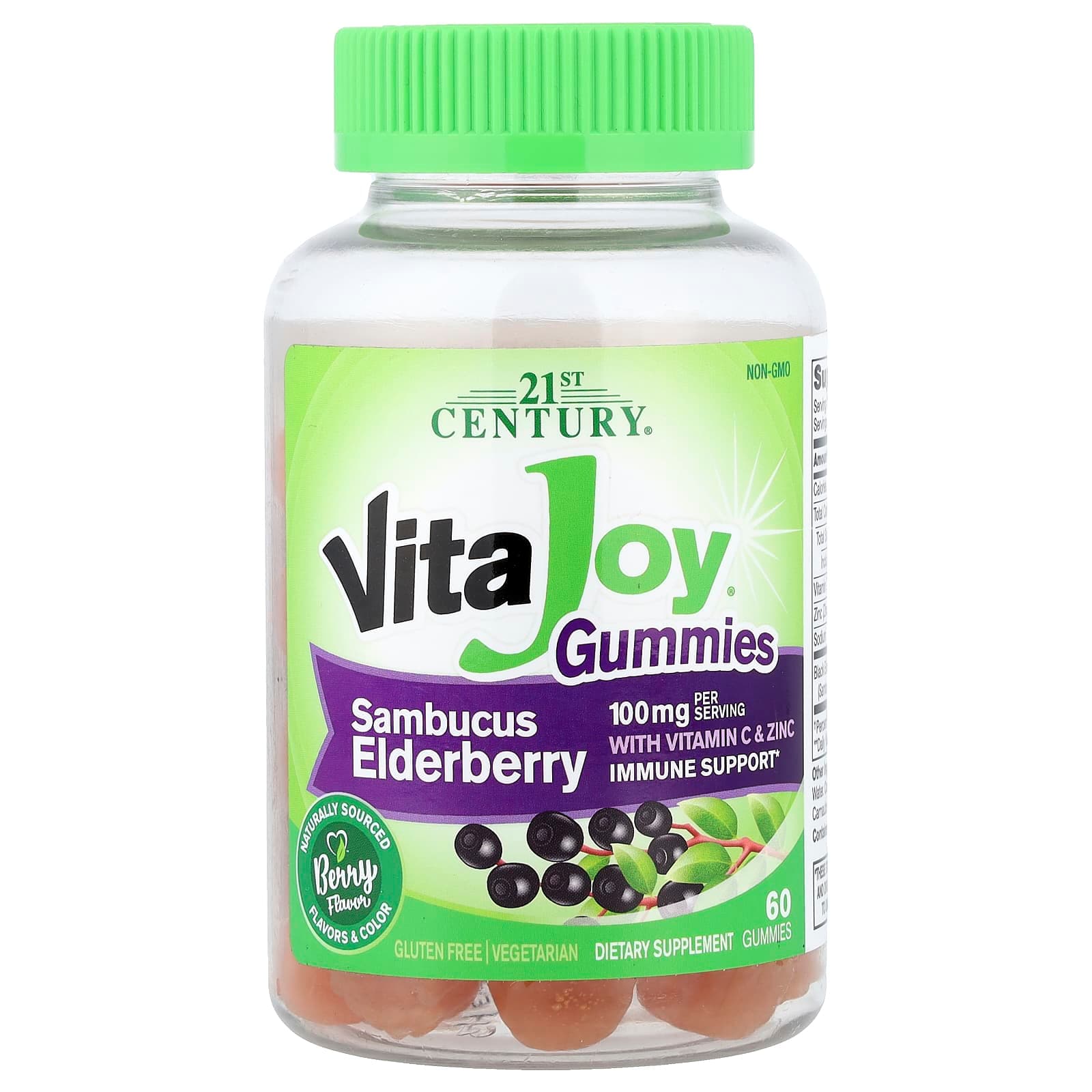 21st Century VitaJoy Sambucus Elderberry With Vitamin C & Zinc Gummies, Berry – VitaJoy Sambucus Elderberry With Vitamin C & Zinc Gummies – 60 gommes de 21st Century