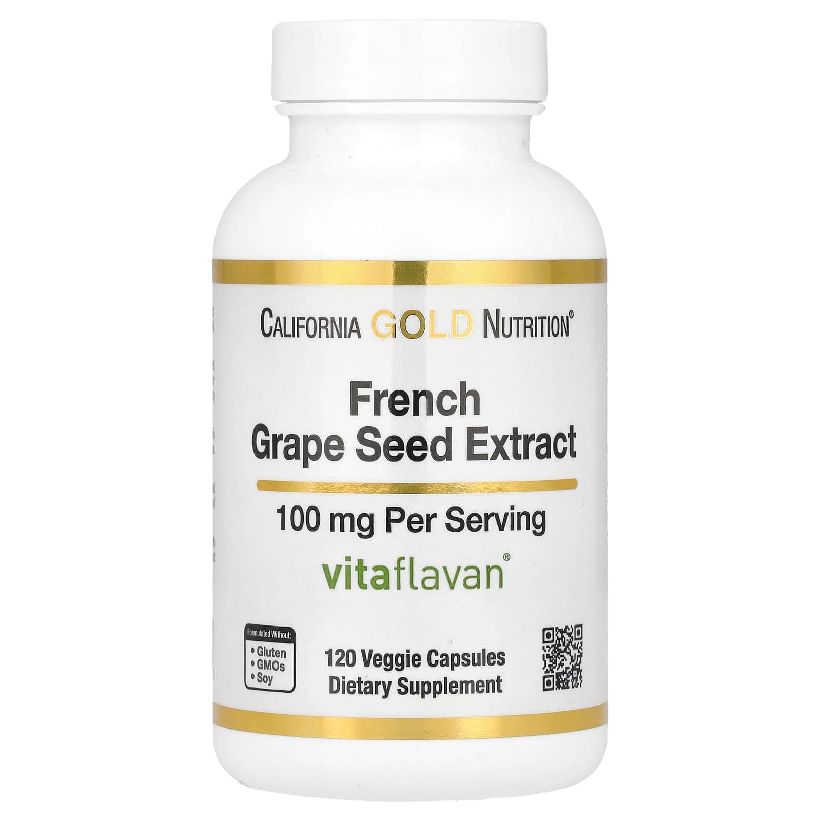 California Gold Nutrition French Grape Seed Extract, Vitaflavan – French Grape Seed Extract – 120 gélules végétales de California Gold Nutrition