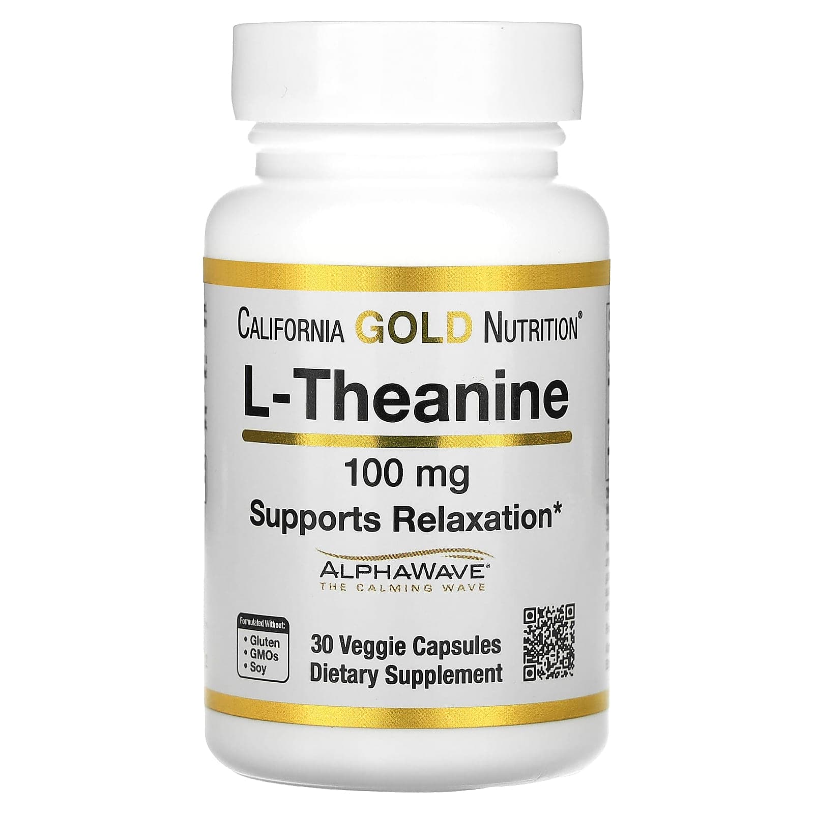 California Gold Nutrition L-Theanine, Featuring AlphaWave – 30 gélules végétales de California Gold Nutrition