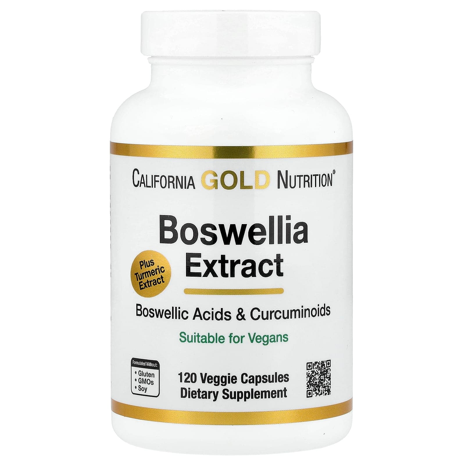 California Gold Nutrition Boswellia Extract, Turmeric Curcumin Complex with Turmeric Extract and Turmeric Powder – 120 gélules végétales de California Gold Nutrition