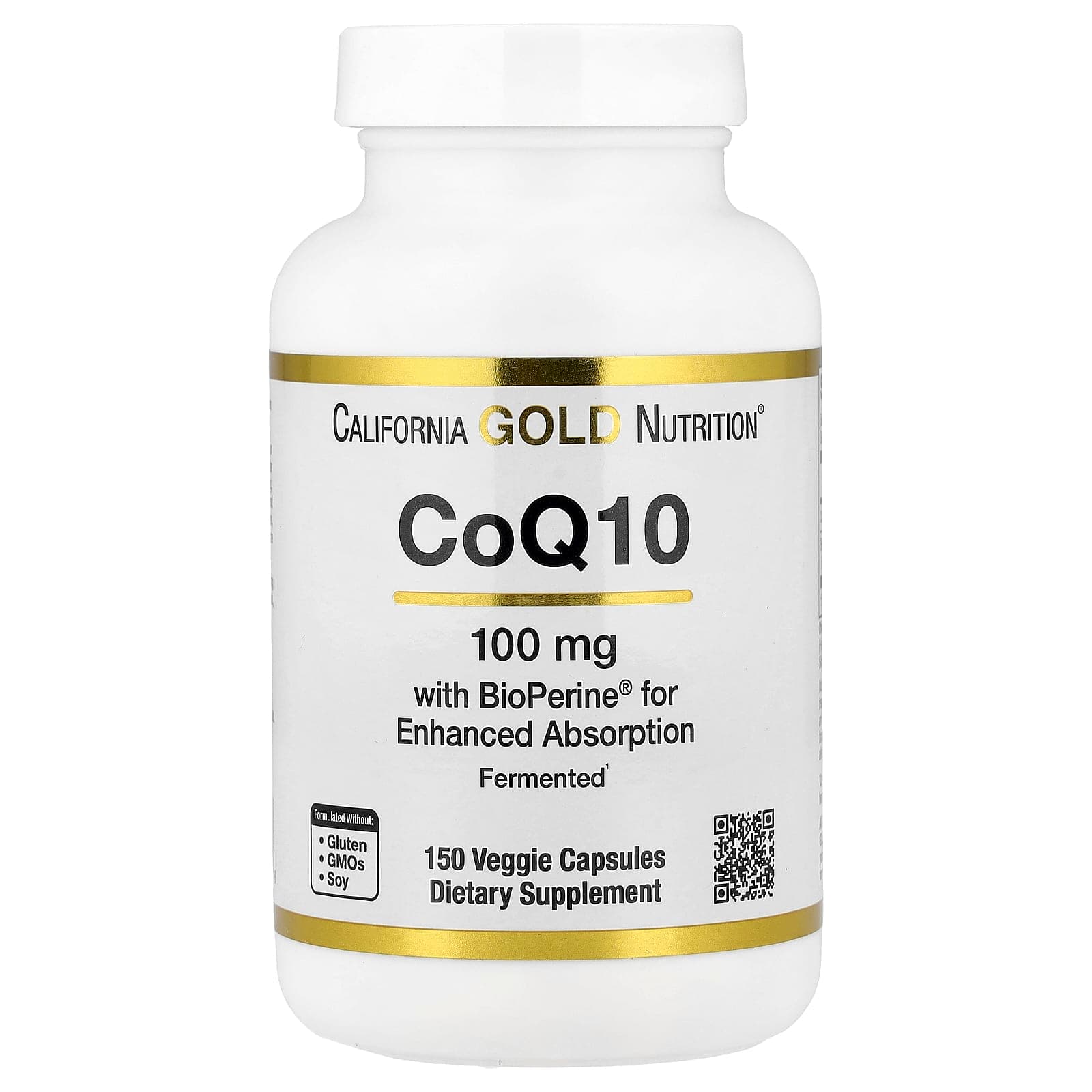 California Gold Nutrition CoQ10, Ubiquinone USP with Bioperine Black Pepper Extract, Enhanced Bioavailability – 150 gélules végétales de California Gold Nutrition