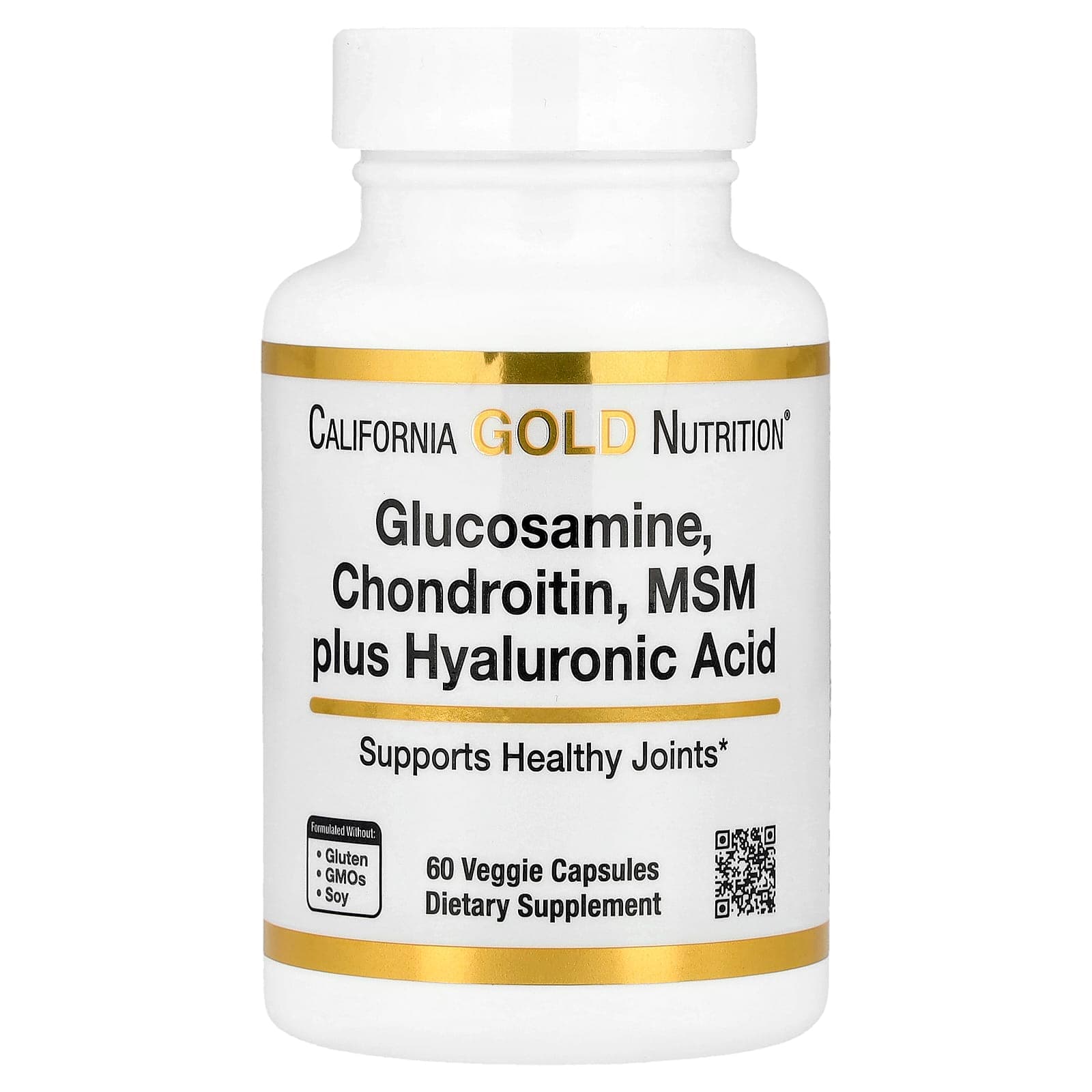 California Gold Nutrition Glucosamine, Chondroitin, MSM plus Hyaluronic Acid – 60 gélules végétales de California Gold Nutrition