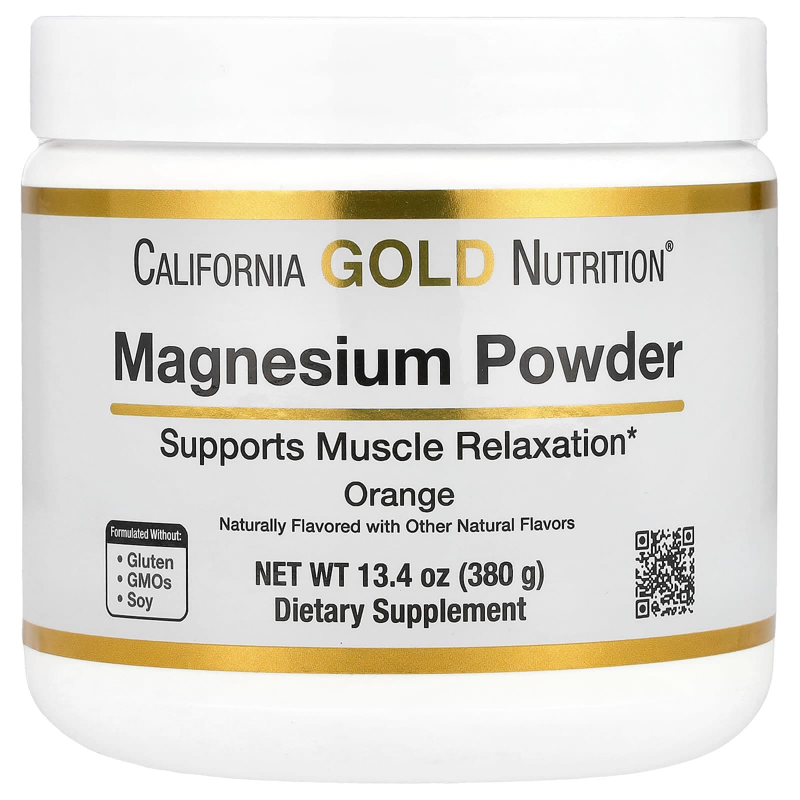 California Gold Nutrition Magnesium Powder Beverage – Orange – 380 g de California Gold Nutrition