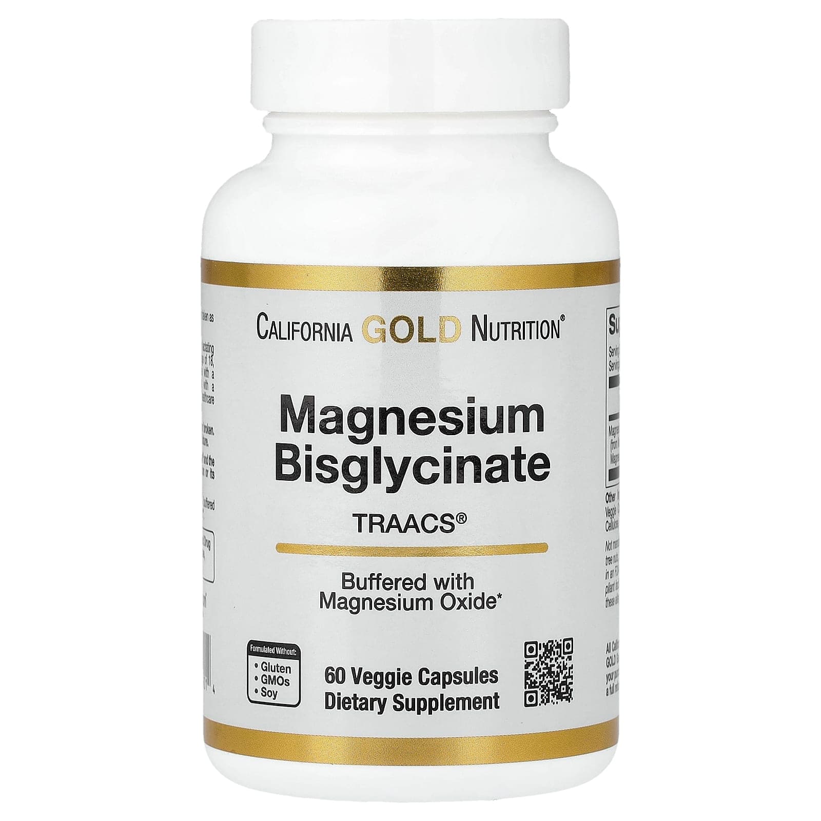 California Gold Nutrition Magnesium Bisglycinate Chelate, Albion TRAACS – 60 gélules végétales de California Gold Nutrition