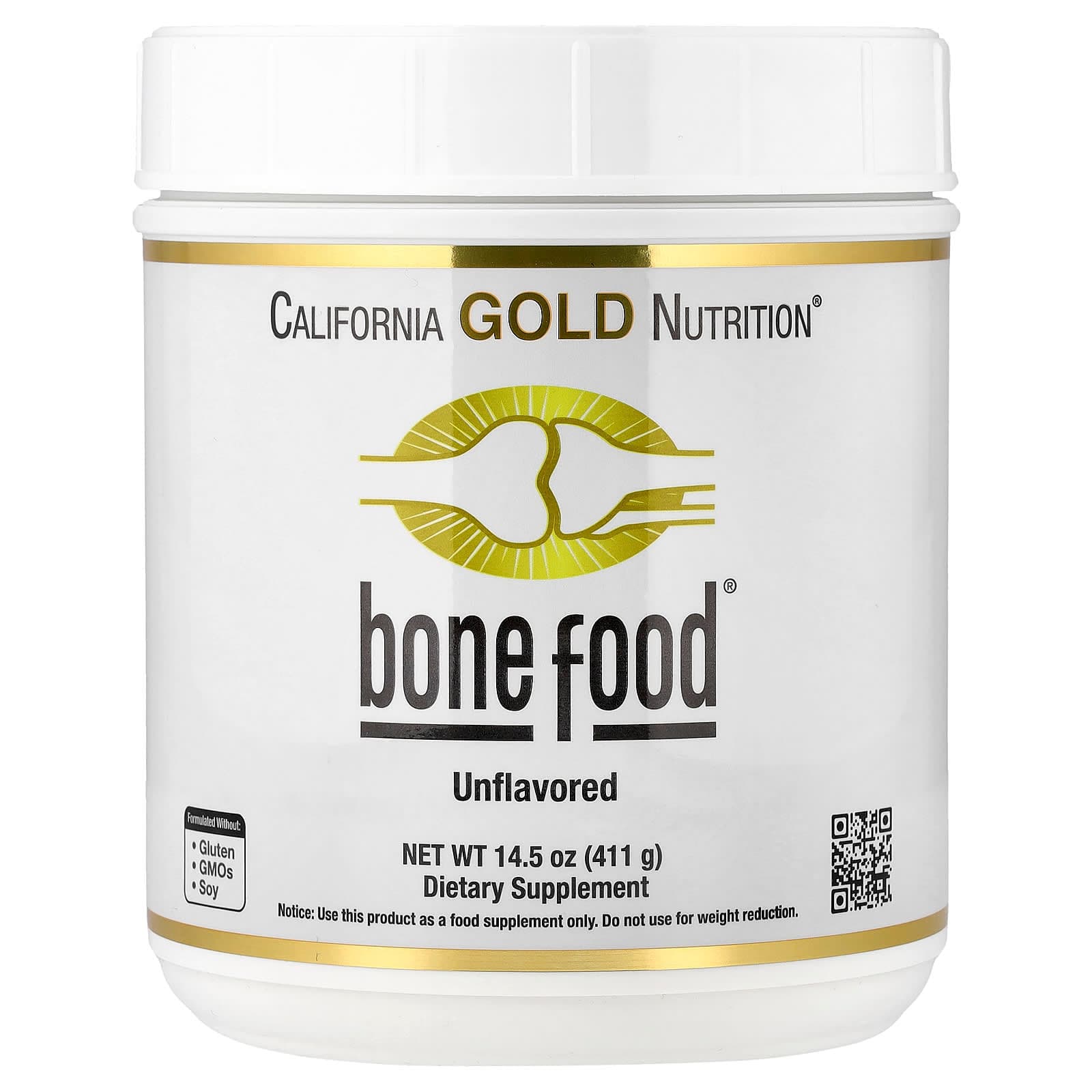 California Gold Nutrition Bone Food with Collagen Peptides, Hyaluronic Acid, plus Vitamins & Minerals – Sans arôme – 411 g de California Gold Nutrition