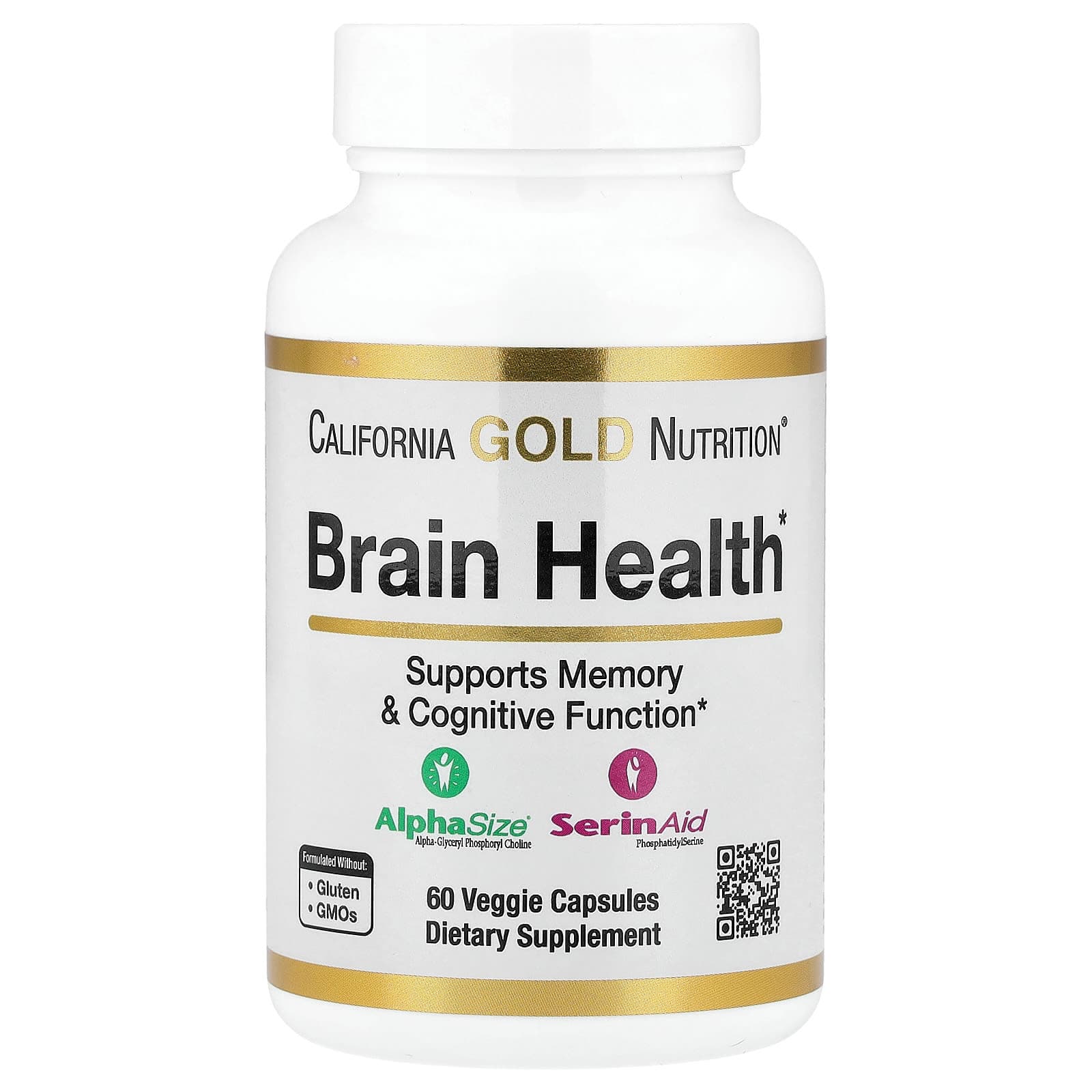 California Gold Nutrition Brain Health with Alpha-Glycerophosphorylcholine, Calcium, Phosphorus and Phosphatidylserine – 60 gélules végétales de California Gold Nutrition