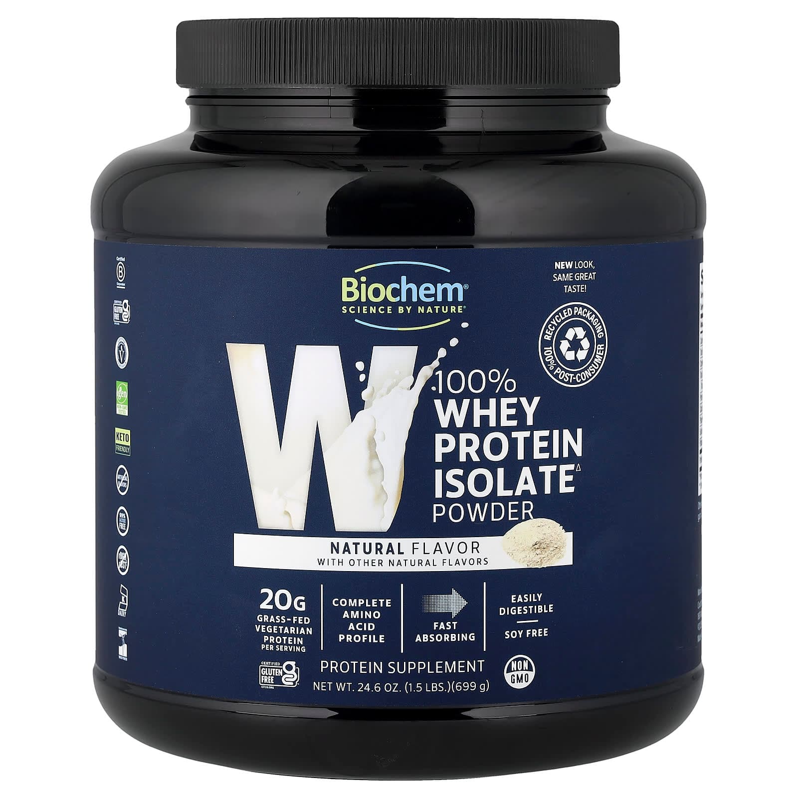 Biochem 100% Whey Protein Isolate Powder, Natural – 699 g de Biochem