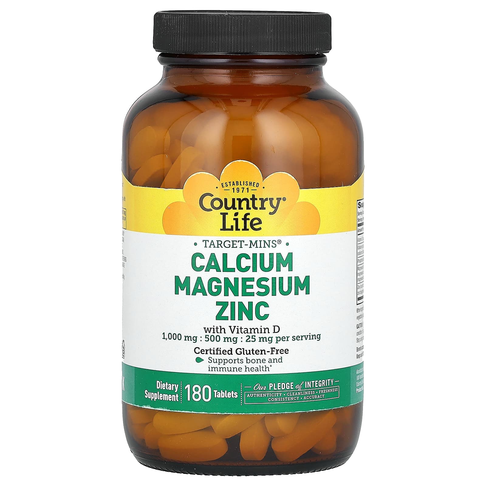 Country Life Target-Mins, Calcium, Magnesium, Zinc With Vitamin D – 180 comprimés de Country Life