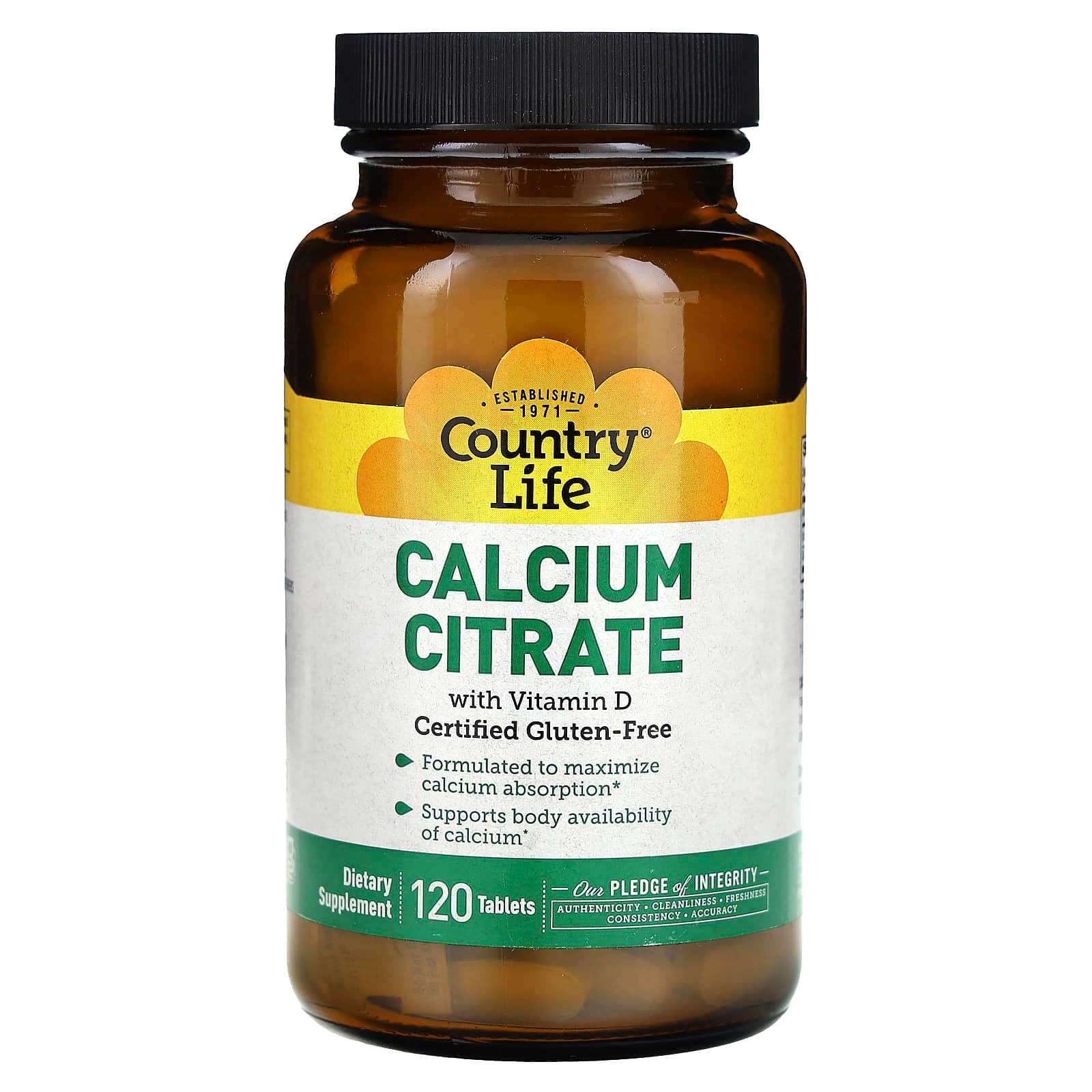 Country Life Calcium Citrate with Vitamin D – 120 comprimés de Country Life