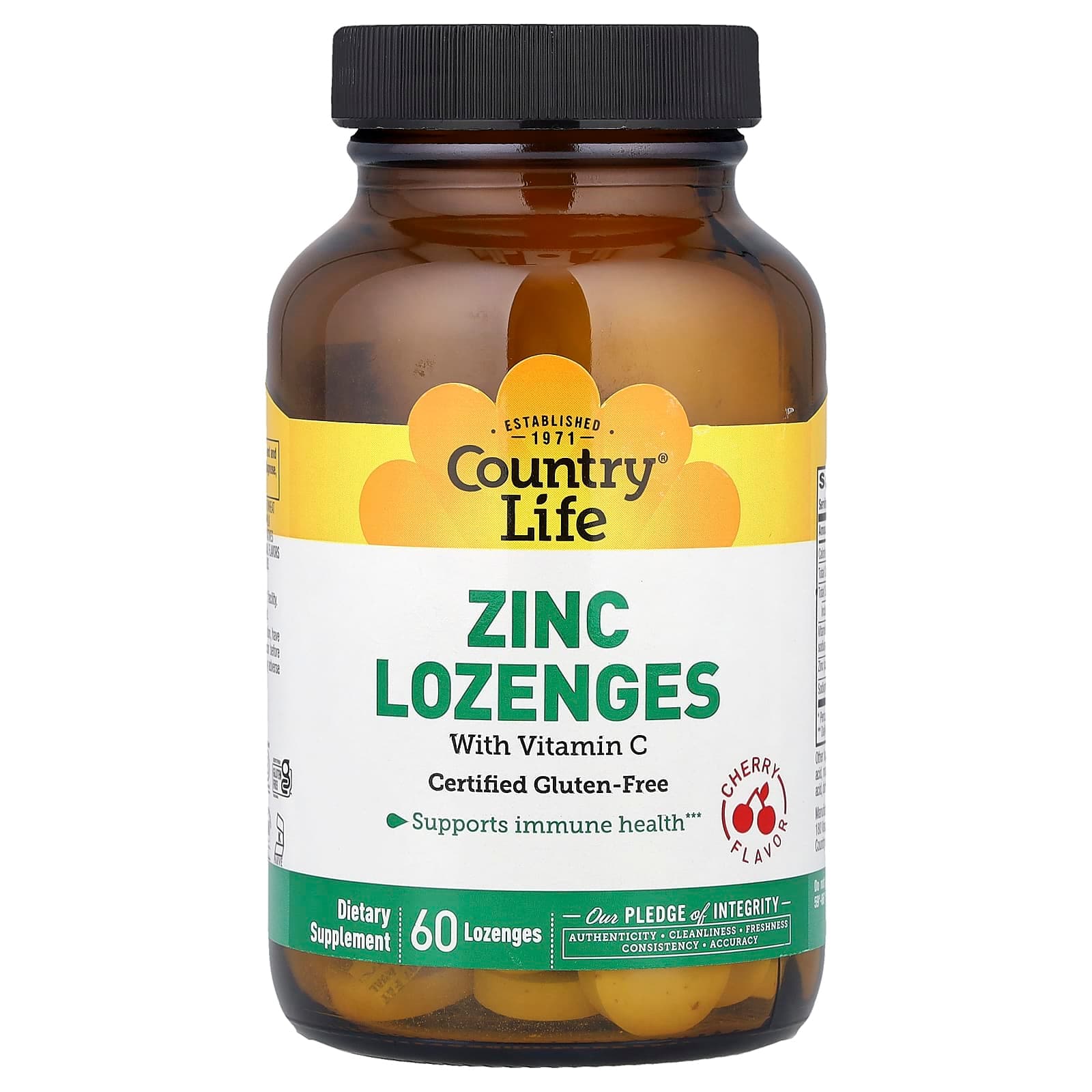 Country Life Zinc Lozenges with Vitamin C – Cherry – 60 pastilles de Country Life