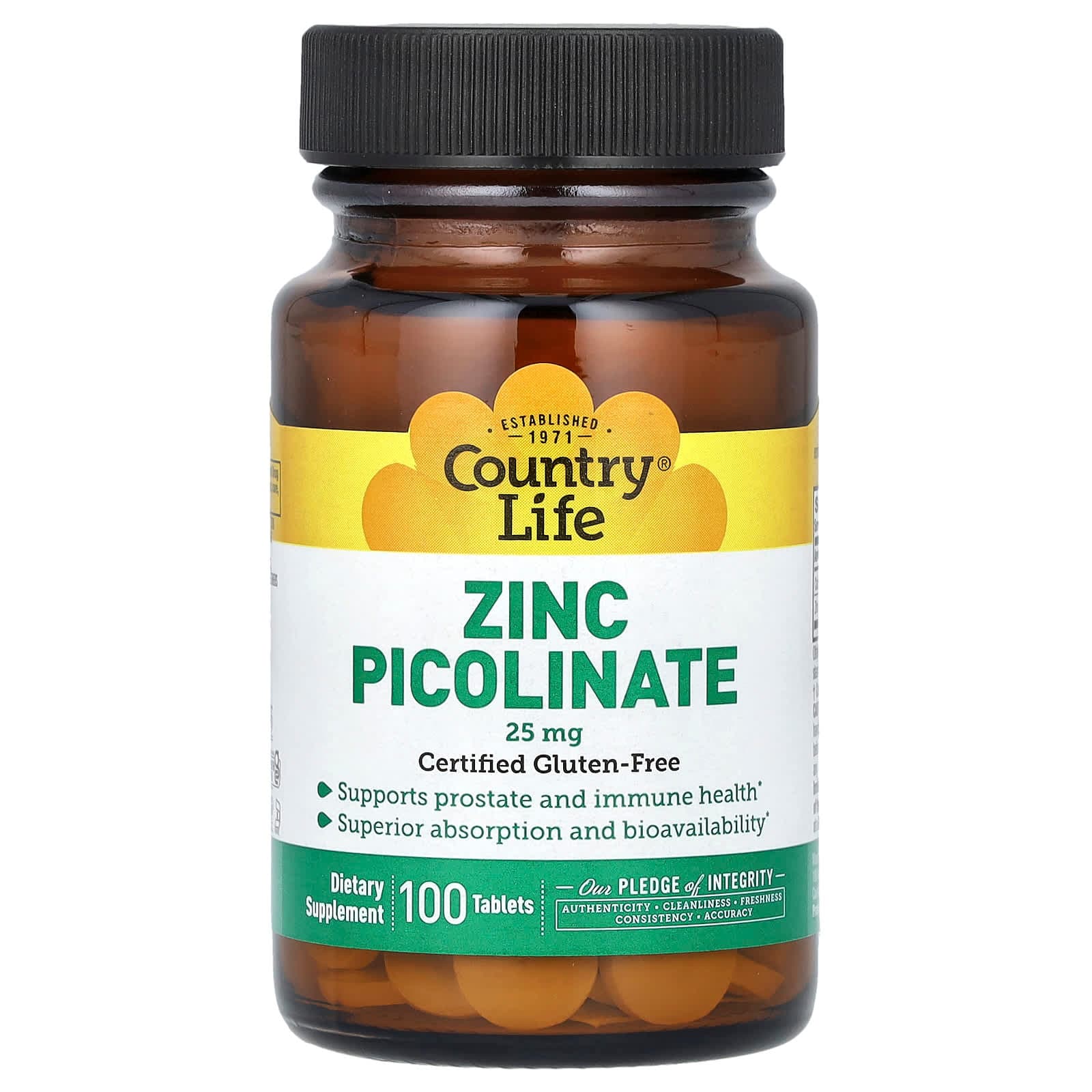 Country Life Zinc Picolinate – 100 comprimés de Country Life