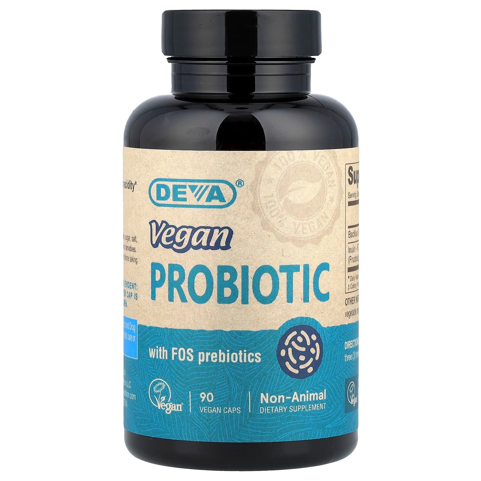 Deva Vegan Probiotic with FOS Prebiotics – 90 gélules véganes de Deva