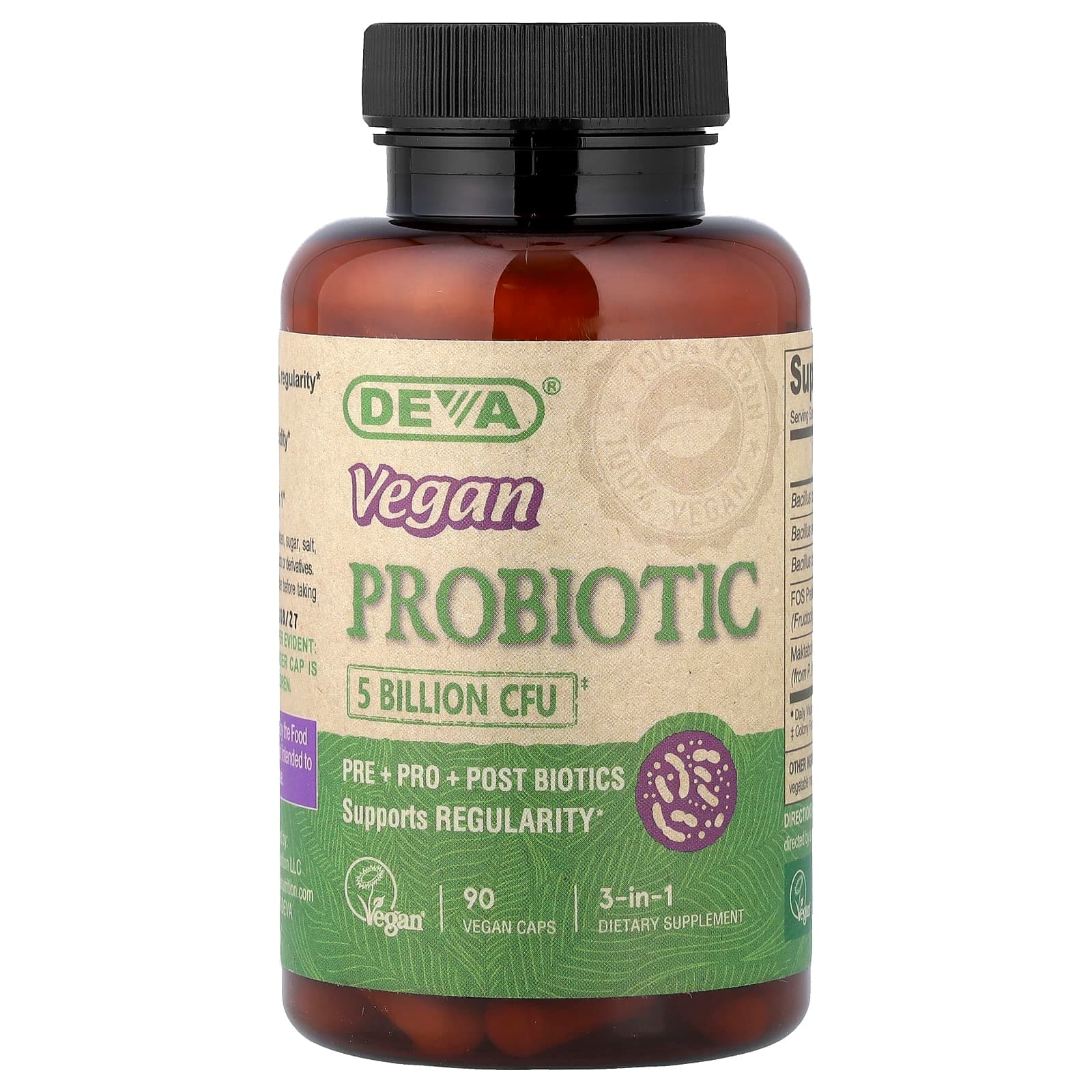 Deva 3-in-1 Vegan Probiotic – 90 gélules véganes de Deva