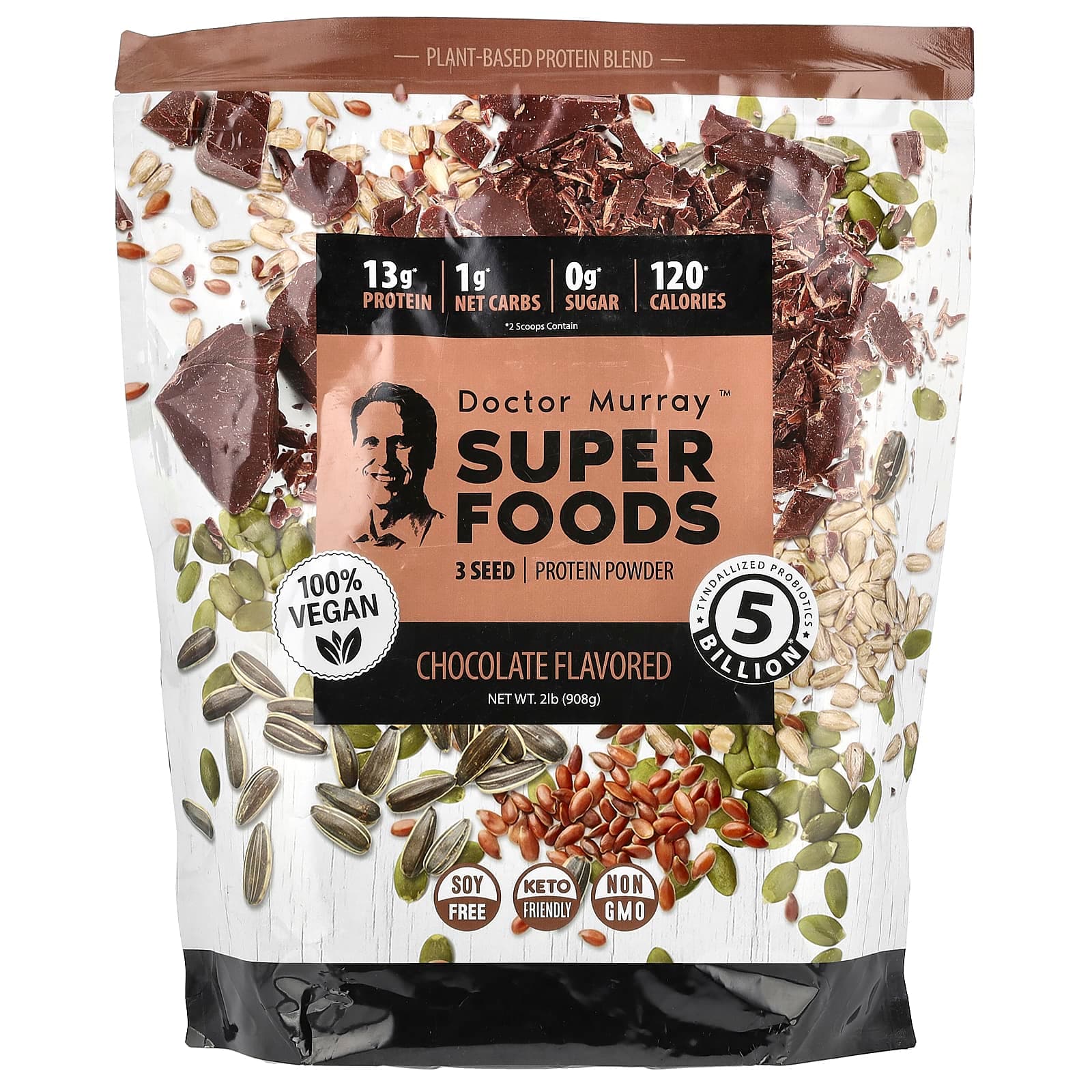 Dr. Murray's Super Foods, Pumpkin + Flax + Sunflower – Chocolate – 908 g de Dr. Murray's