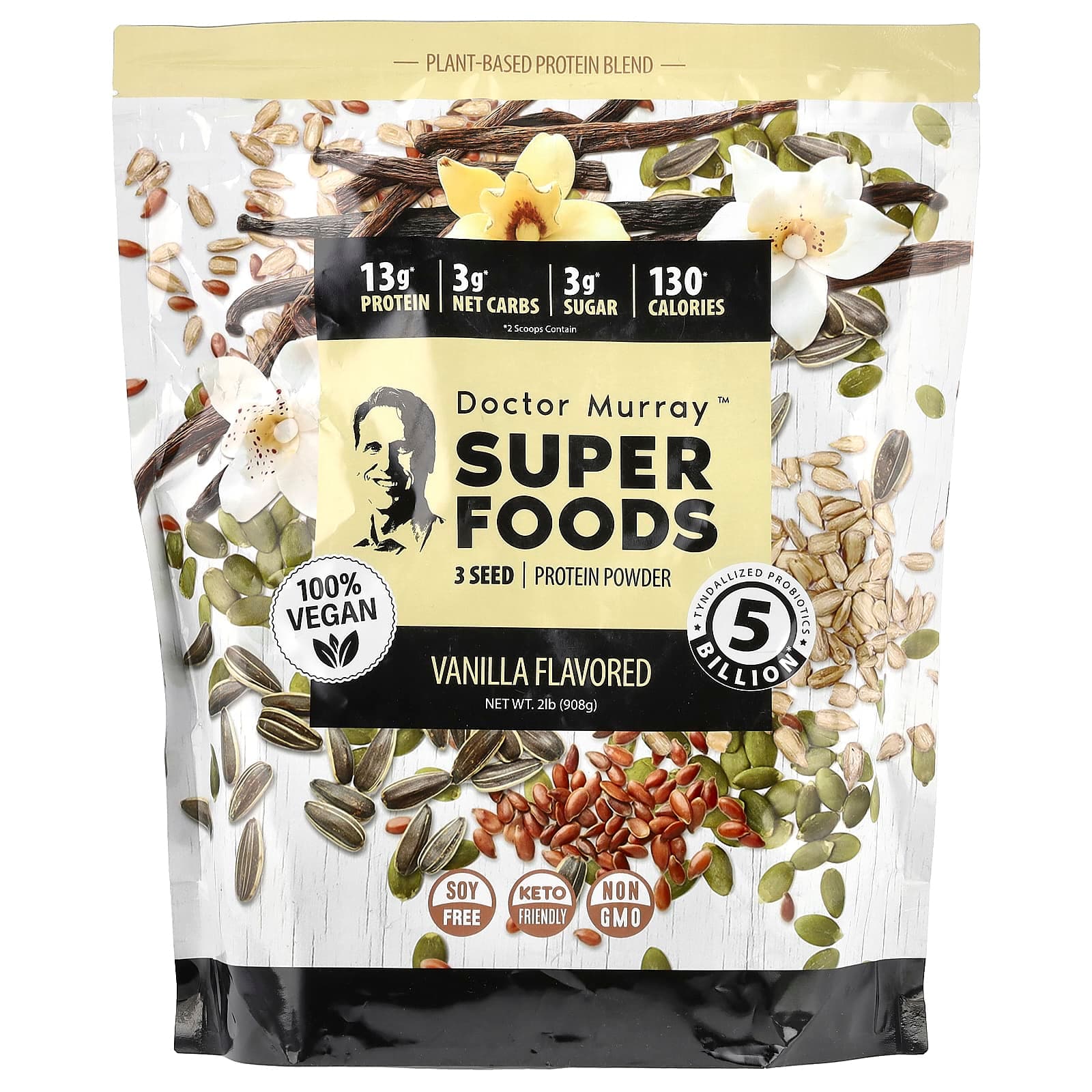 Dr. Murray's Super Foods, Pumpkin + Flax + Sunflower – Vanilla – 908 g de Dr. Murray's
