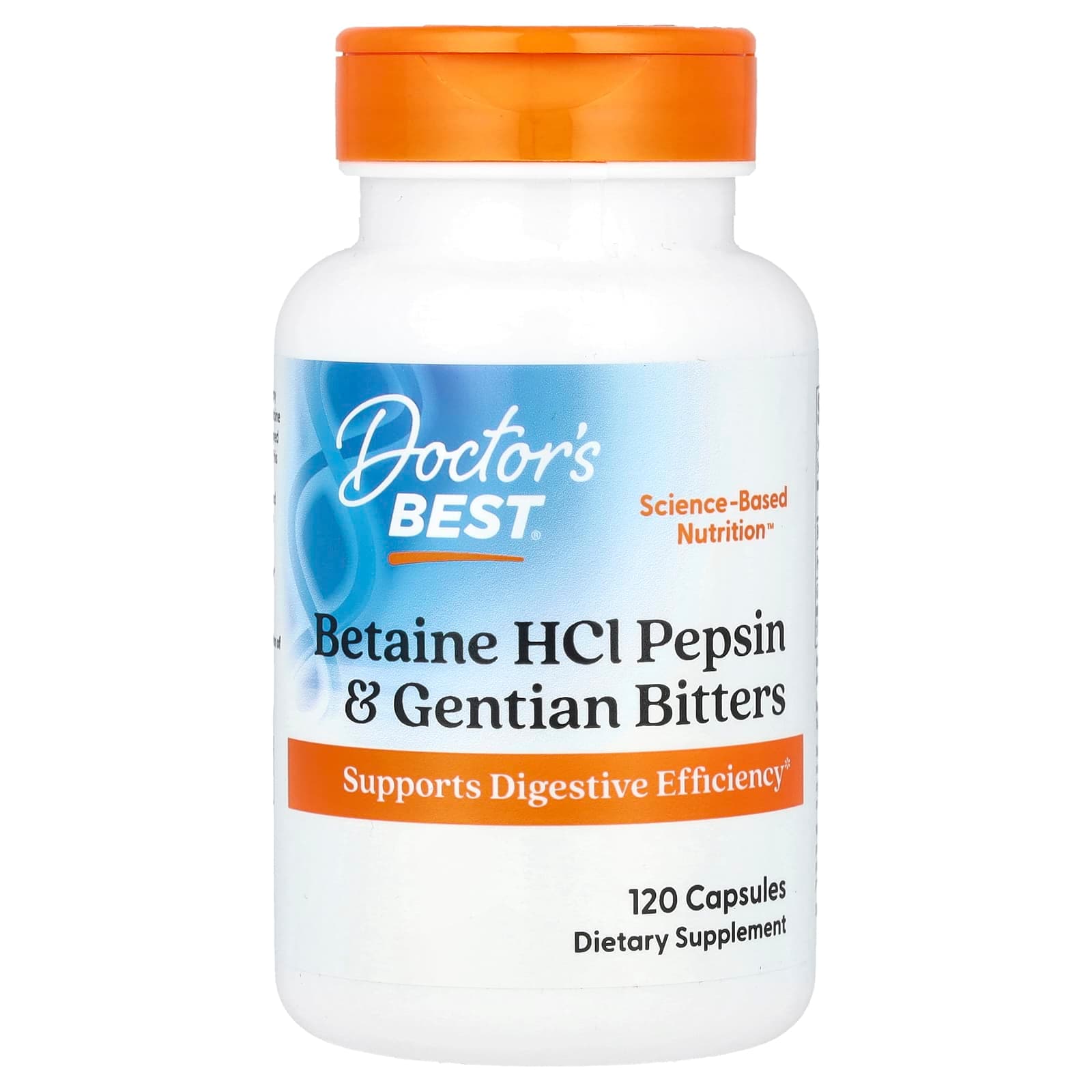 Doctor's Best Betaine HCl Pepsin & Gentian Bitters – 120 gélules de Doctor's Best