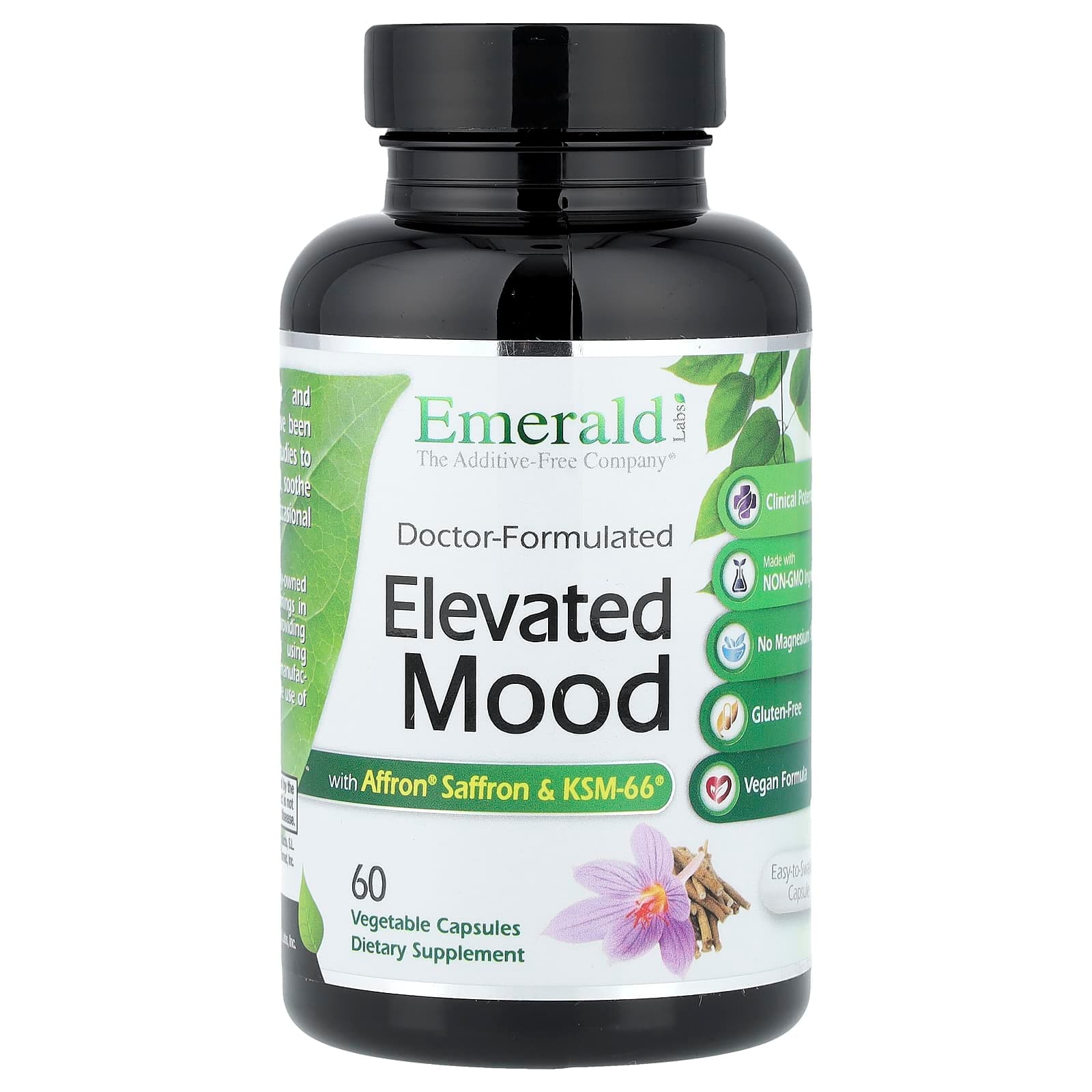Emerald Laboratories Elevated Mood with Affron Saffron & KSM-66, 60 Vegetable Capsules de Emerald Laboratories