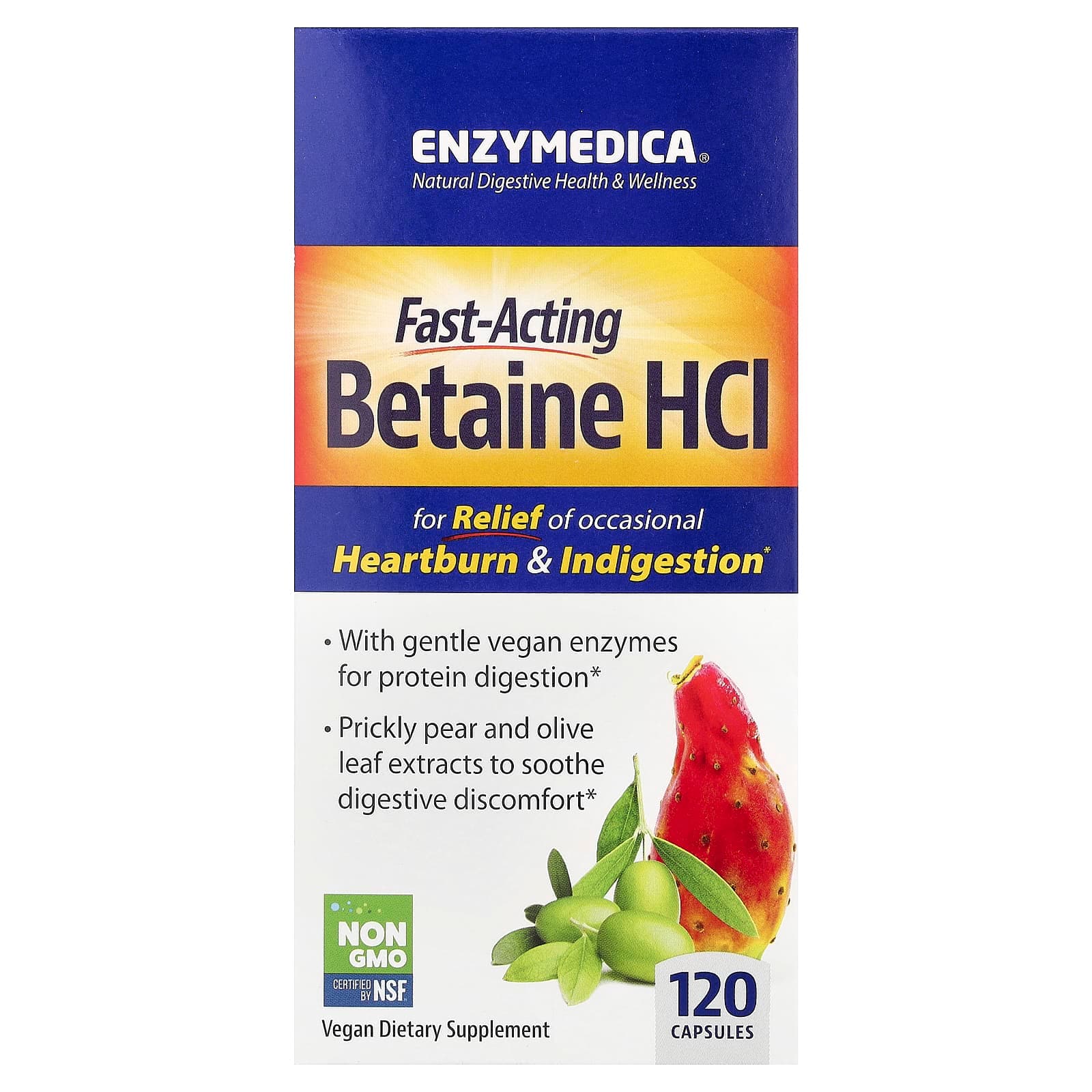 Enzymedica Fast-Acting Betaine HCl – 120 gélules de Enzymedica