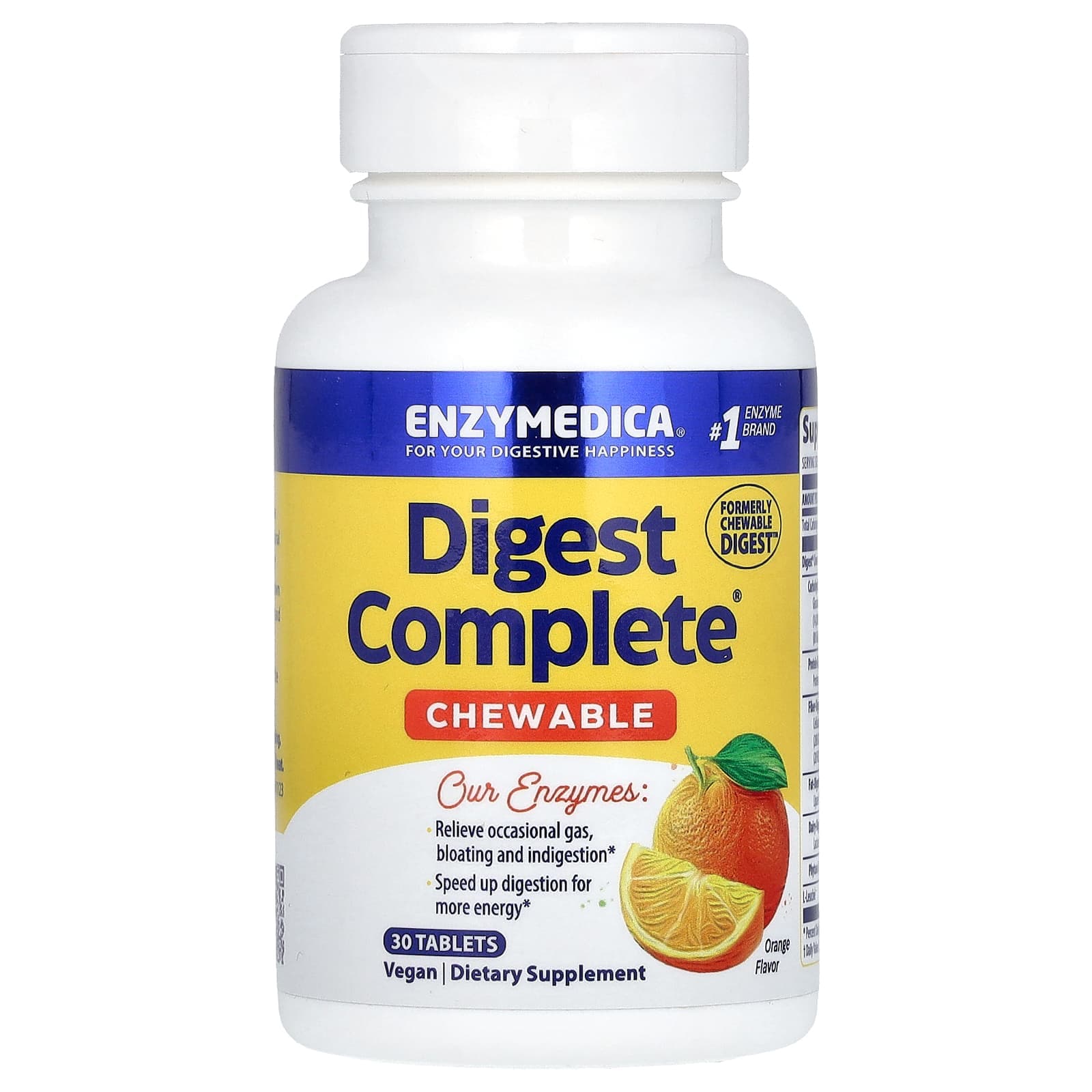 Enzymedica Chewable Digest Complete – Orange – 30 comprimés de Enzymedica