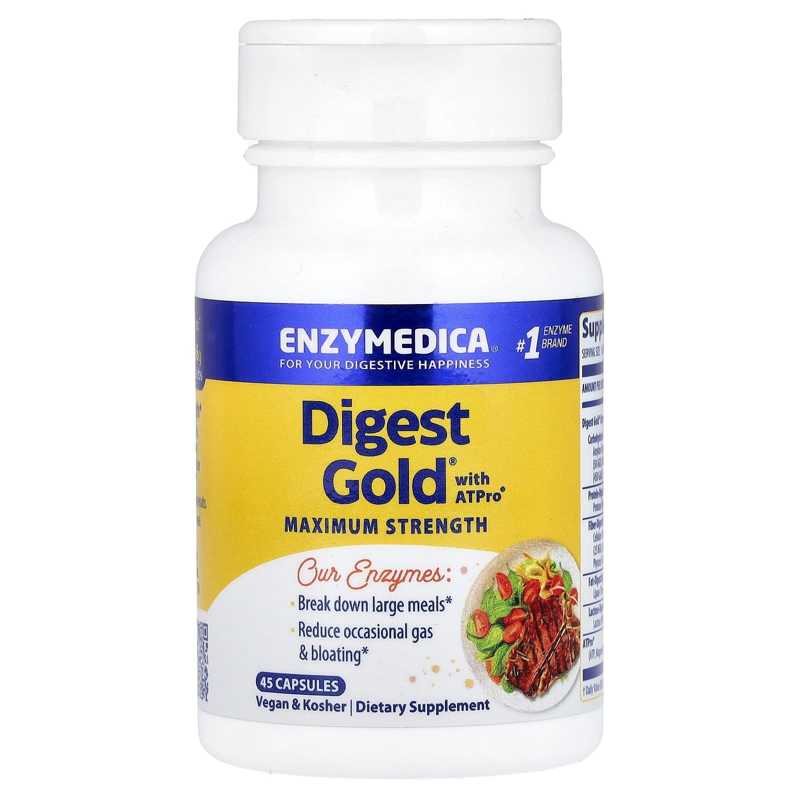 Enzymedica Digest Gold with ATPro – 45 gélules de Enzymedica