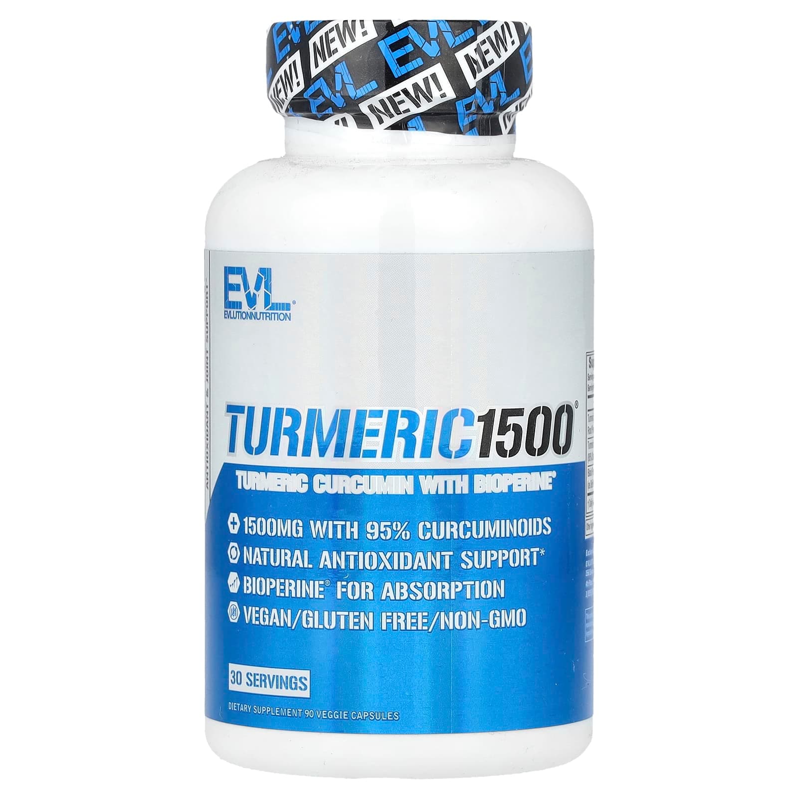 EVLution Nutrition Turmeric 1500, Turmeric Curcumin with BioPerine – 90 gélules végétales de EVLution Nutrition