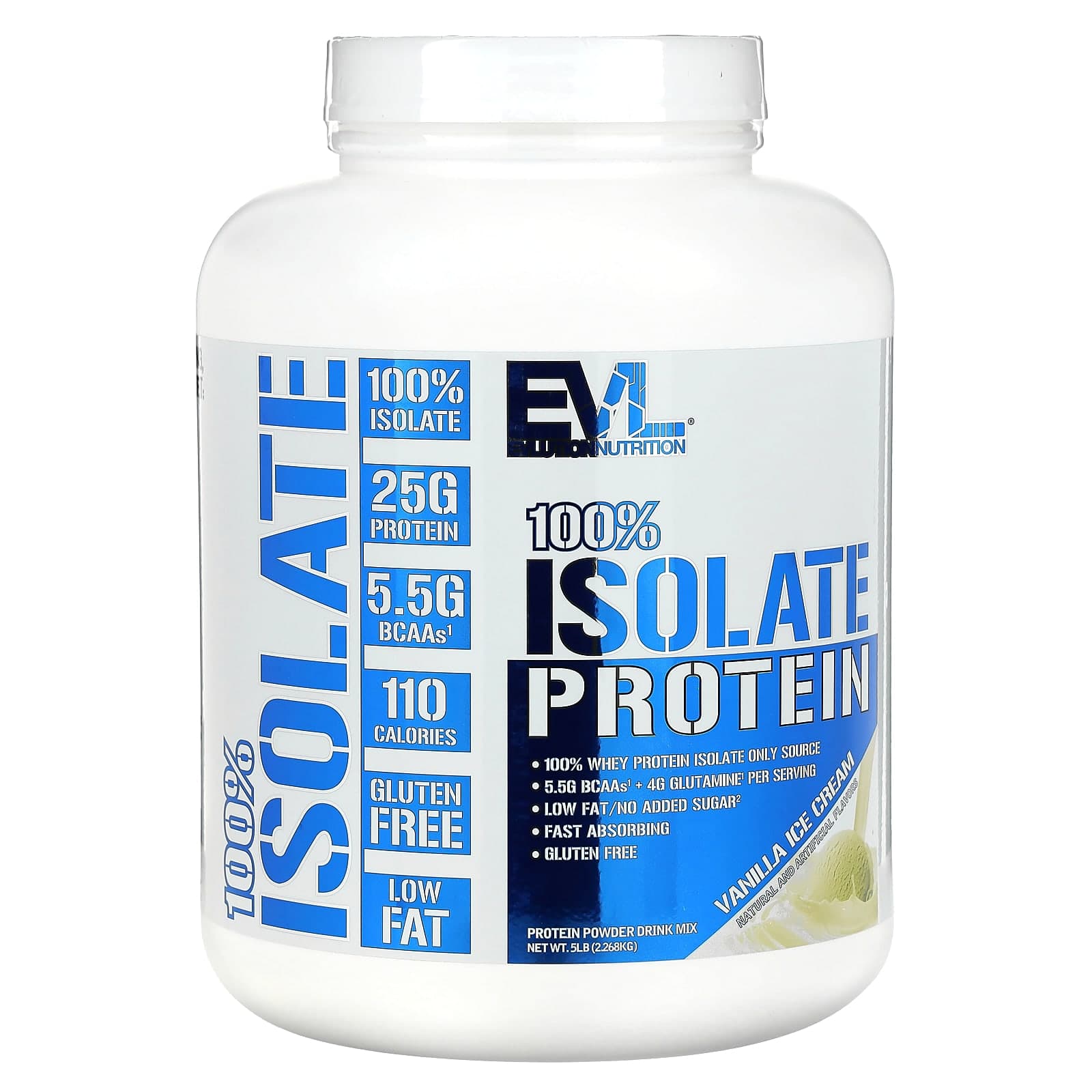 EVLution Nutrition 100% Isolate Protein – Vanilla Ice Cream – 2,268 kg de EVLution Nutrition