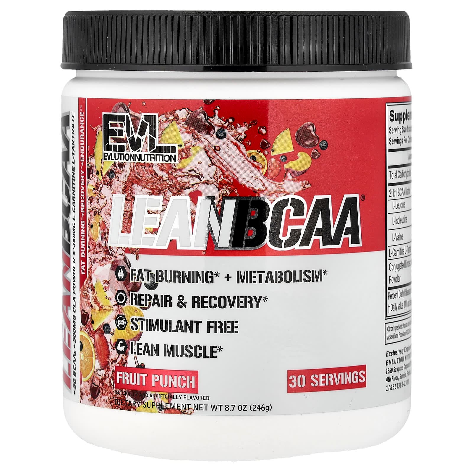EVLution Nutrition Lean BCAA – Fruit Punch – 246 g de EVLution Nutrition