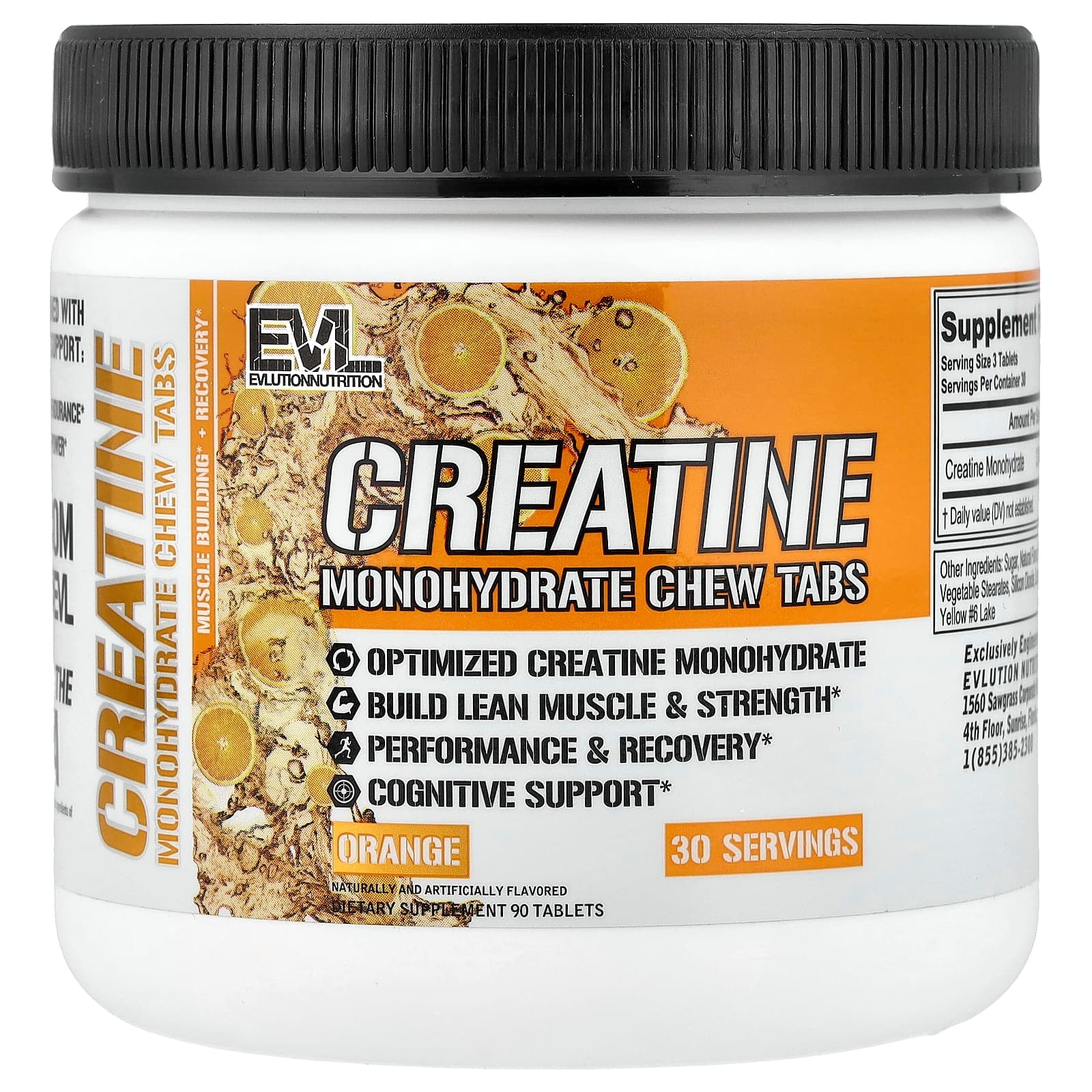 EVLution Nutrition Creatine Monohydrate Chew Tabs – Orange – 90 comprimés de EVLution Nutrition