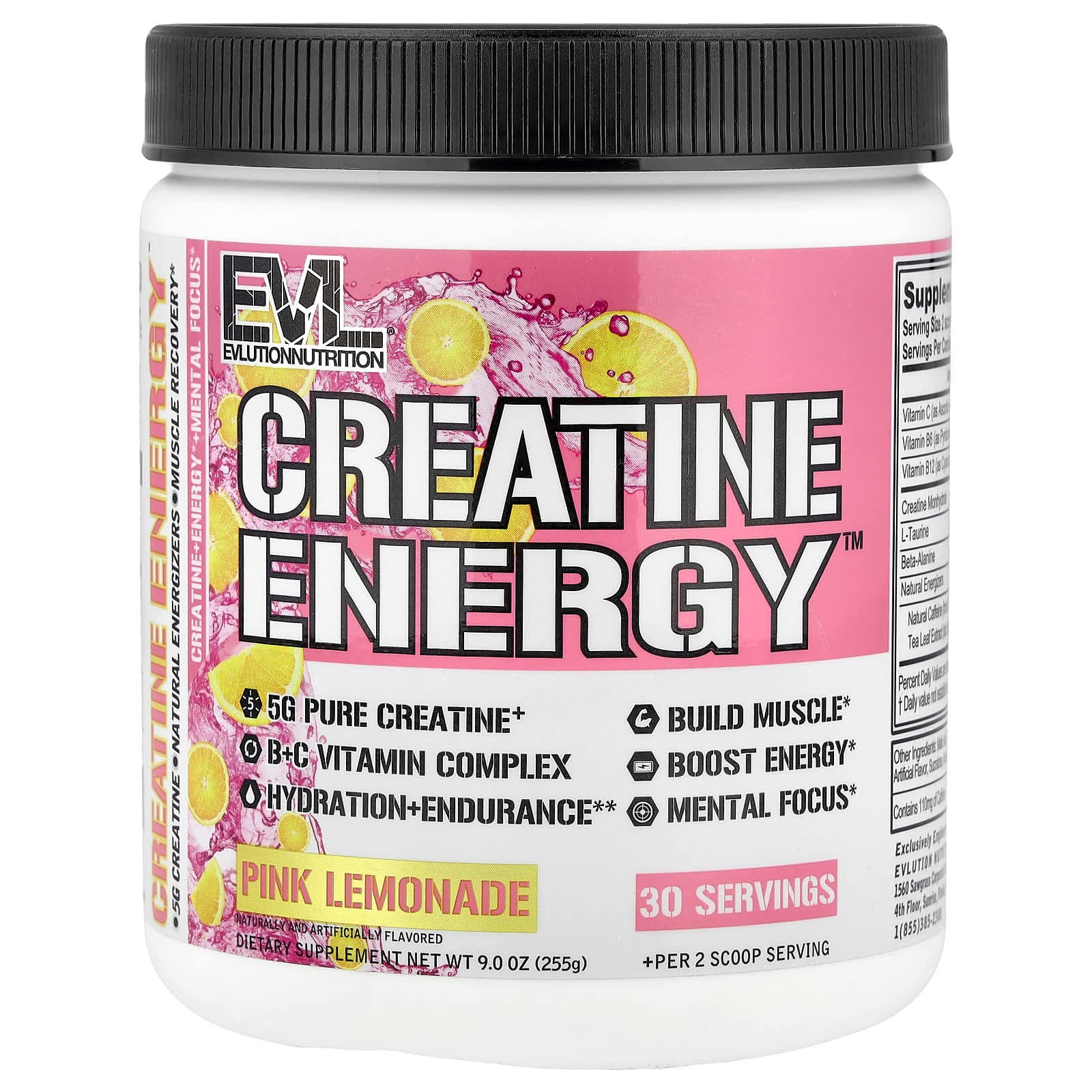 EVLution Nutrition Creatine Energy – Pink Lemonade – 225 g de EVLution Nutrition