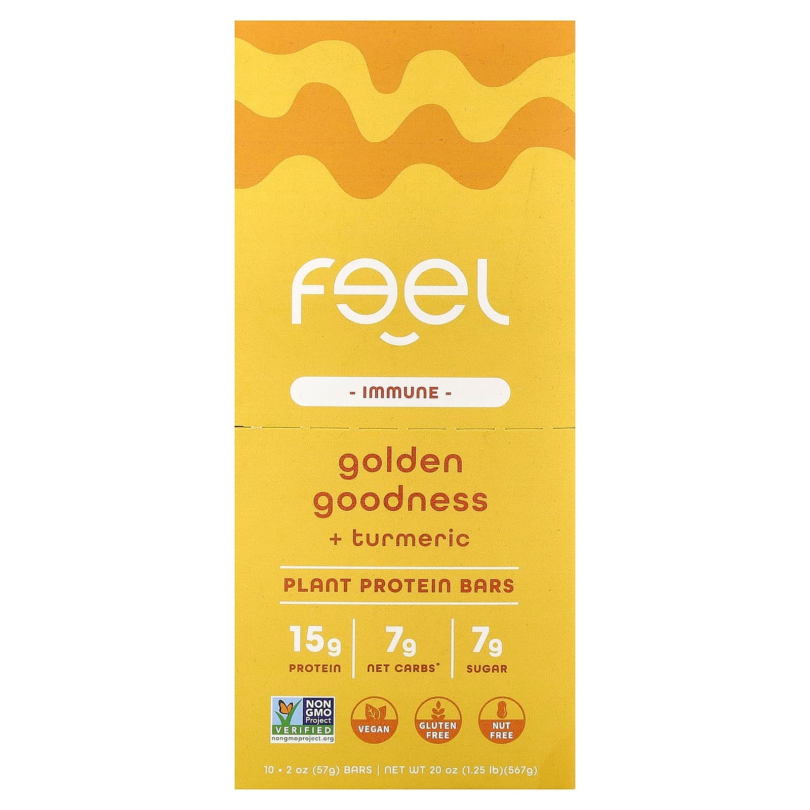 The Feel Bar Immune, Plant Protein Bars, Golden Goodness + Turmeric – 57 g de The Feel Bar