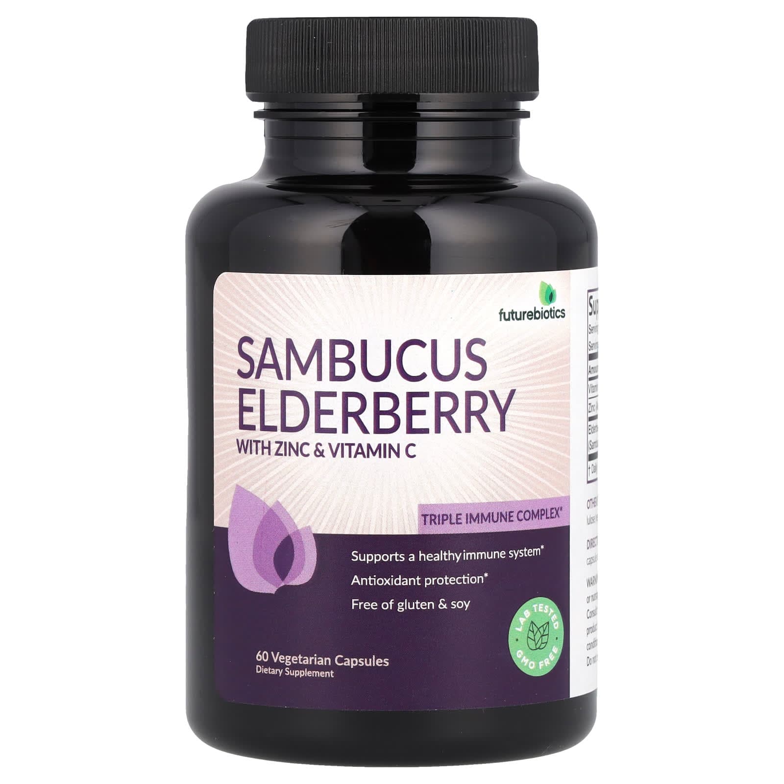 Futurebiotics Sambucus Elderberry with Zinc & Vitamin C – Sambucus Elderberry with Zinc & Vitamin C – 60 gélules végétales de Futurebiotics
