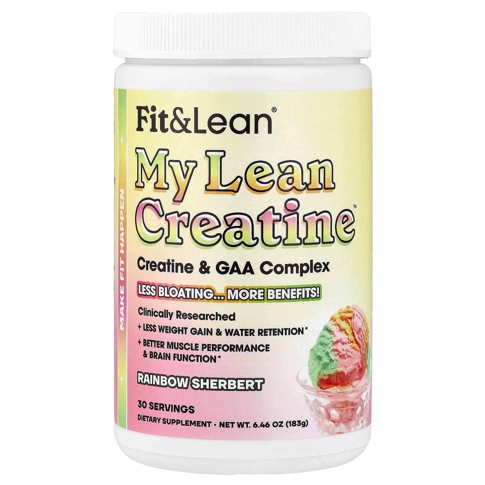 Fit & Lean My Lean Creatine, Rainbow Sherbert – 183 g de Fit & Lean