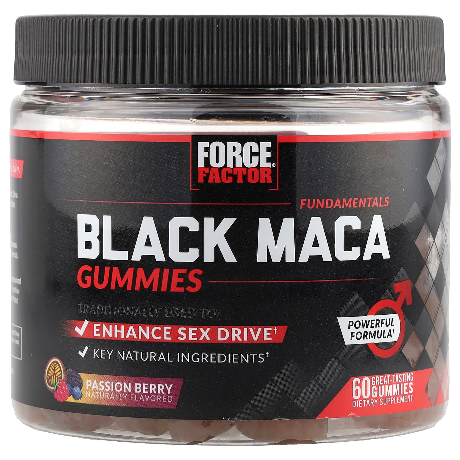 Force Factor Fundamentals, Black Maca Gummies – Passion Berry – 60 gommes de Force Factor