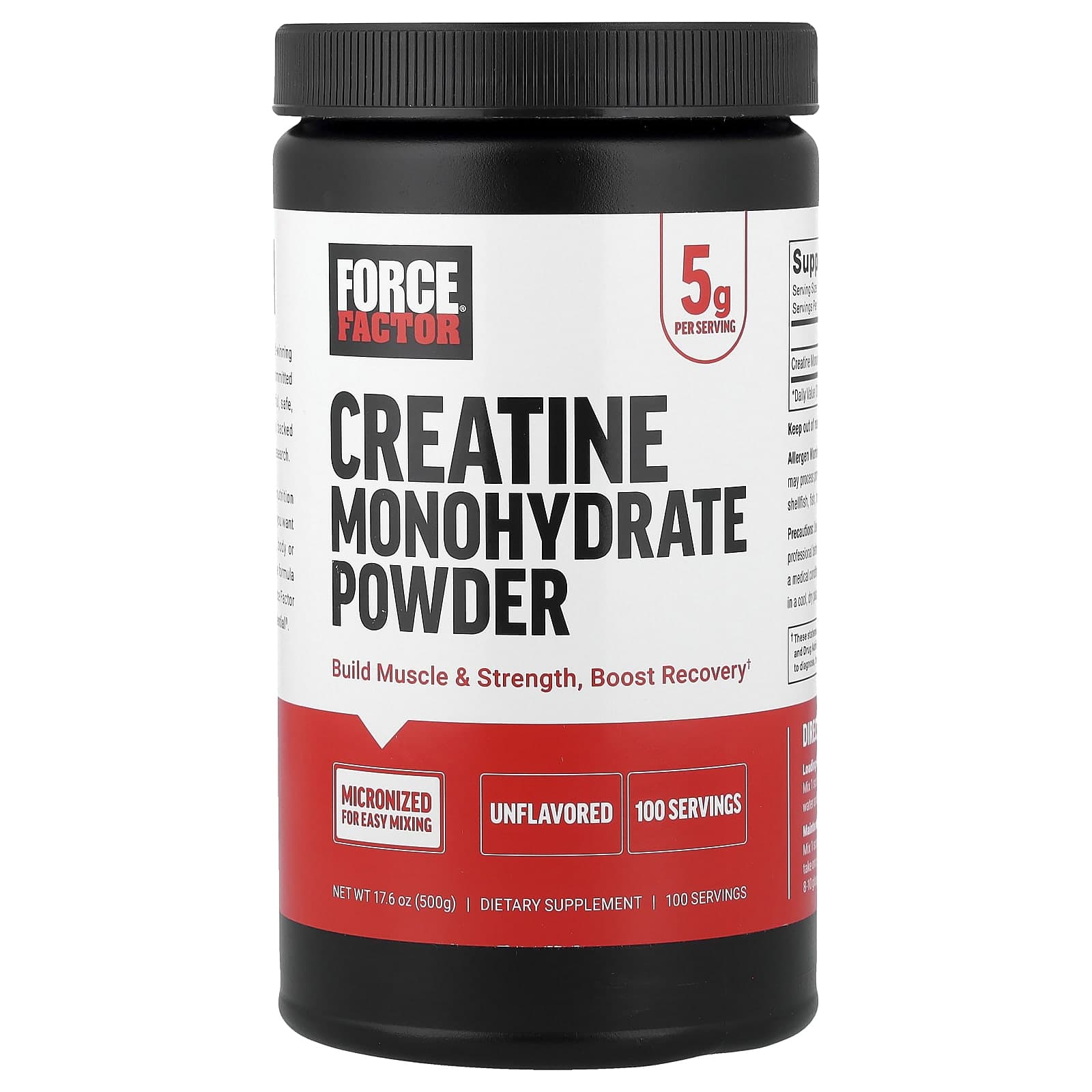 Force Factor Creatine Monohydrate Powder – Sans arôme – 500 g de Force Factor