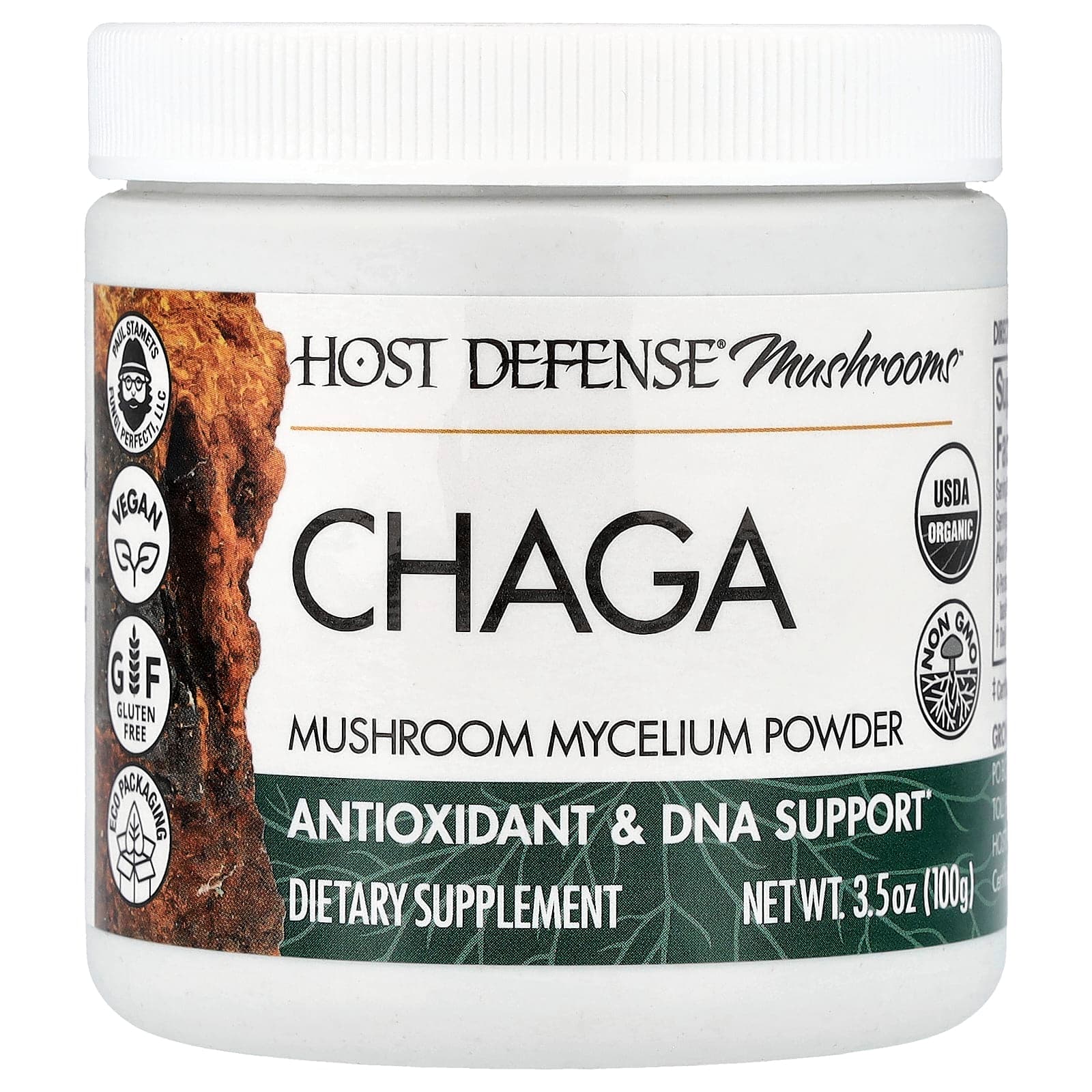 Host Defense Mushrooms, Chaga, Mushroom Mycelium Powder – 100 g de Host Defense