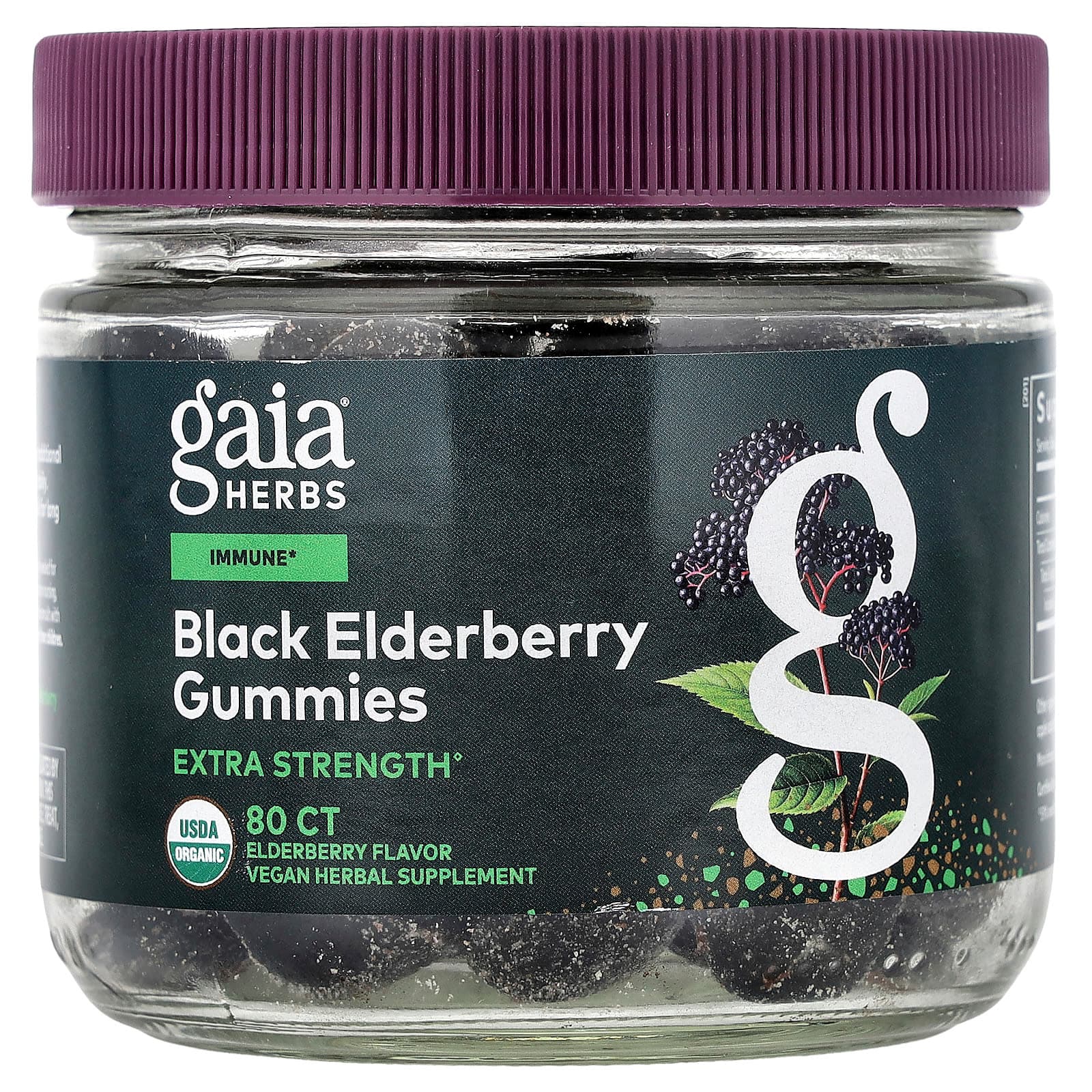 Gaia Herbs Black Elderberry Gummies – Black Elderberry Gummies – 80 gommes de Gaia Herbs
