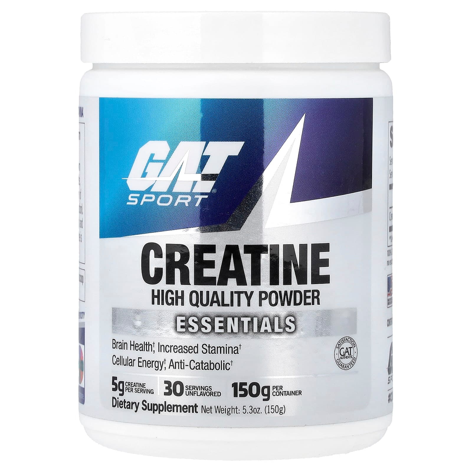 GAT Sport, Essentials, Creatine Powder – Sans arôme – 150 g de GAT