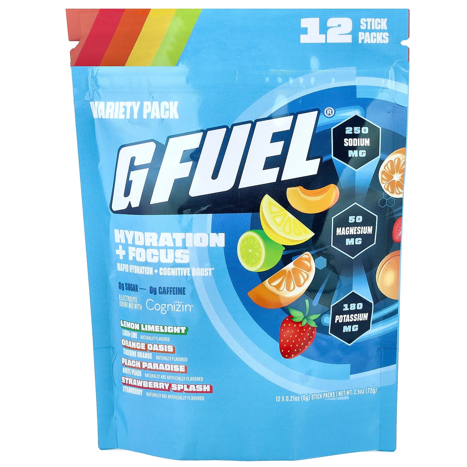G FUEL Hydration + Focus, Electrolyte Drink Mix with Cognizin, Variety Pack – 6 g de G FUEL