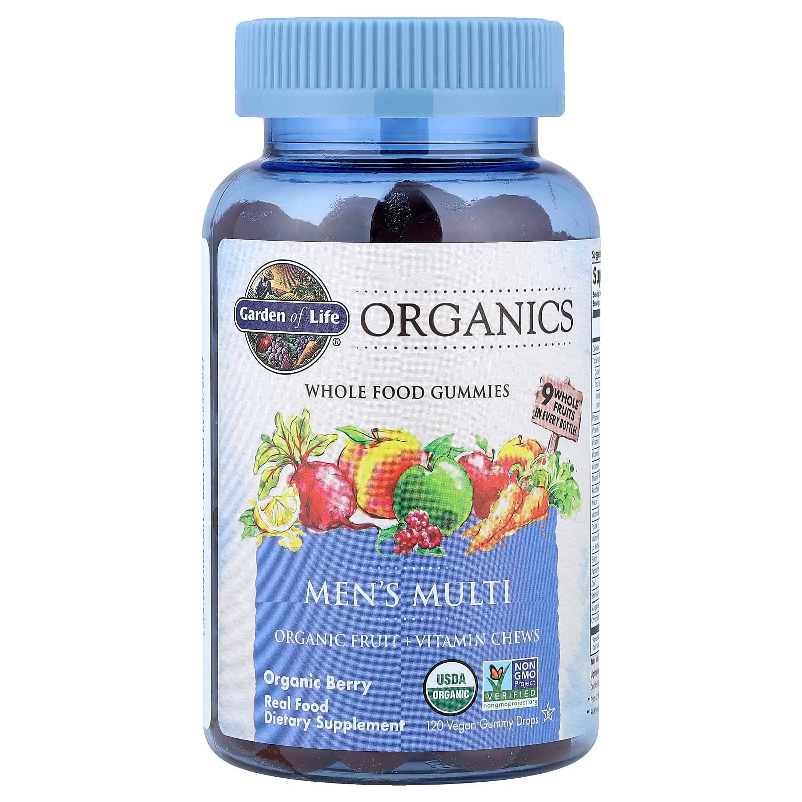 Garden of Life Organics, Men's Multi Gummies, 120 Vegan Gummy Drops – Organic Berry de Garden of Life