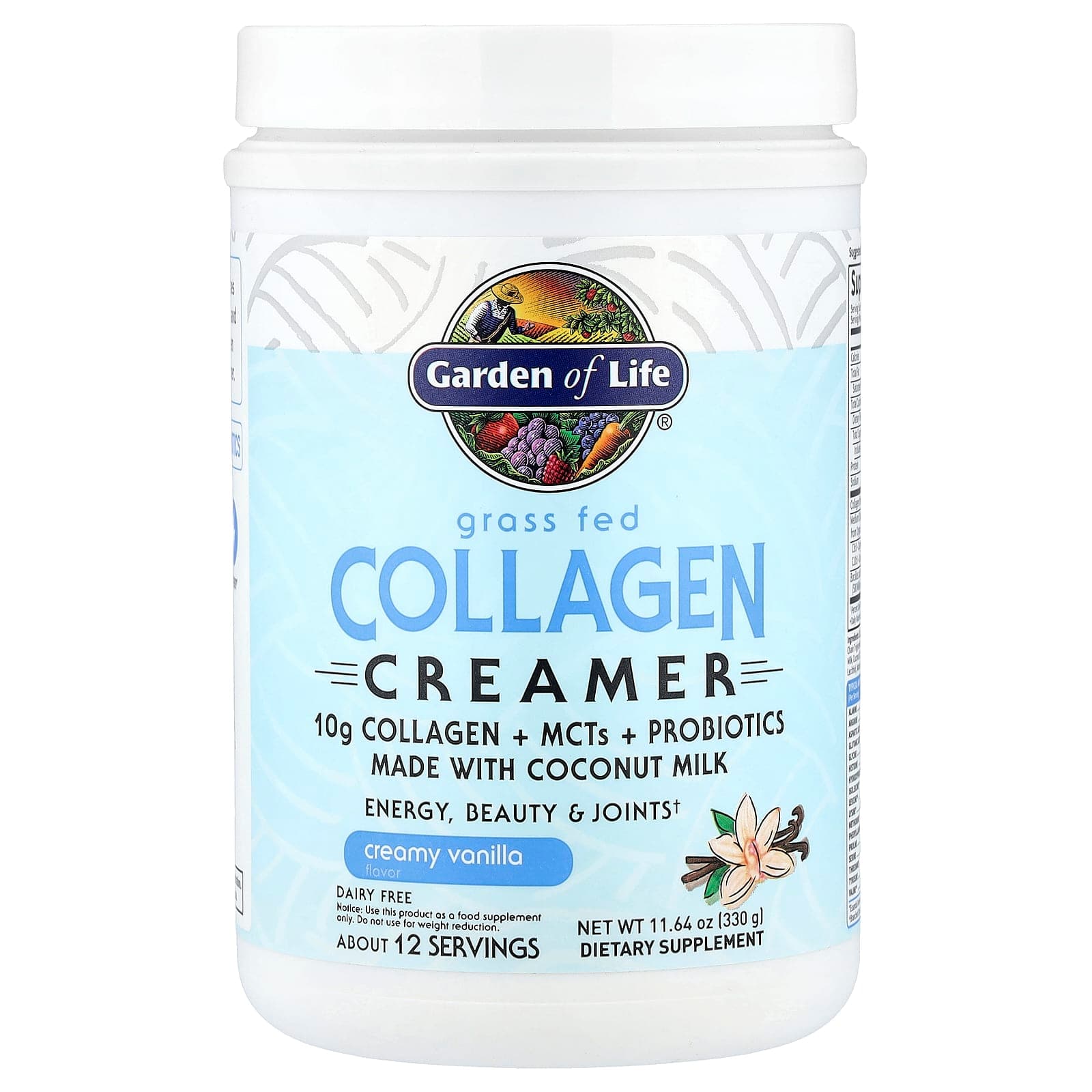 Garden of Life Grass Fed Collagen Creamer, Creamy Vanilla – Grass Fed Collagen Creamer – 330 g de Garden of Life