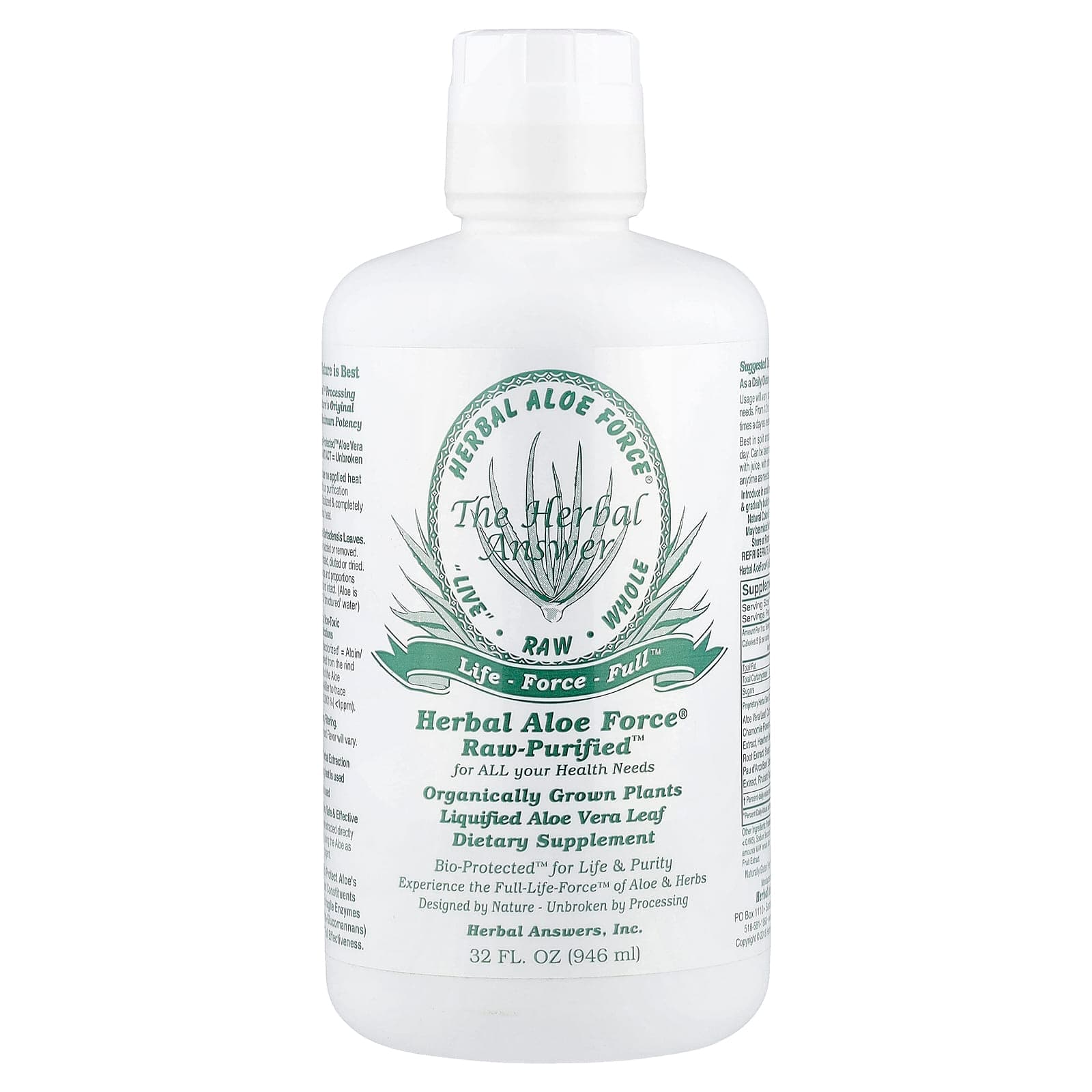 Herbal Answers Herbal Aloe Force, Raw Purified – 946 ml de Herbal Answers