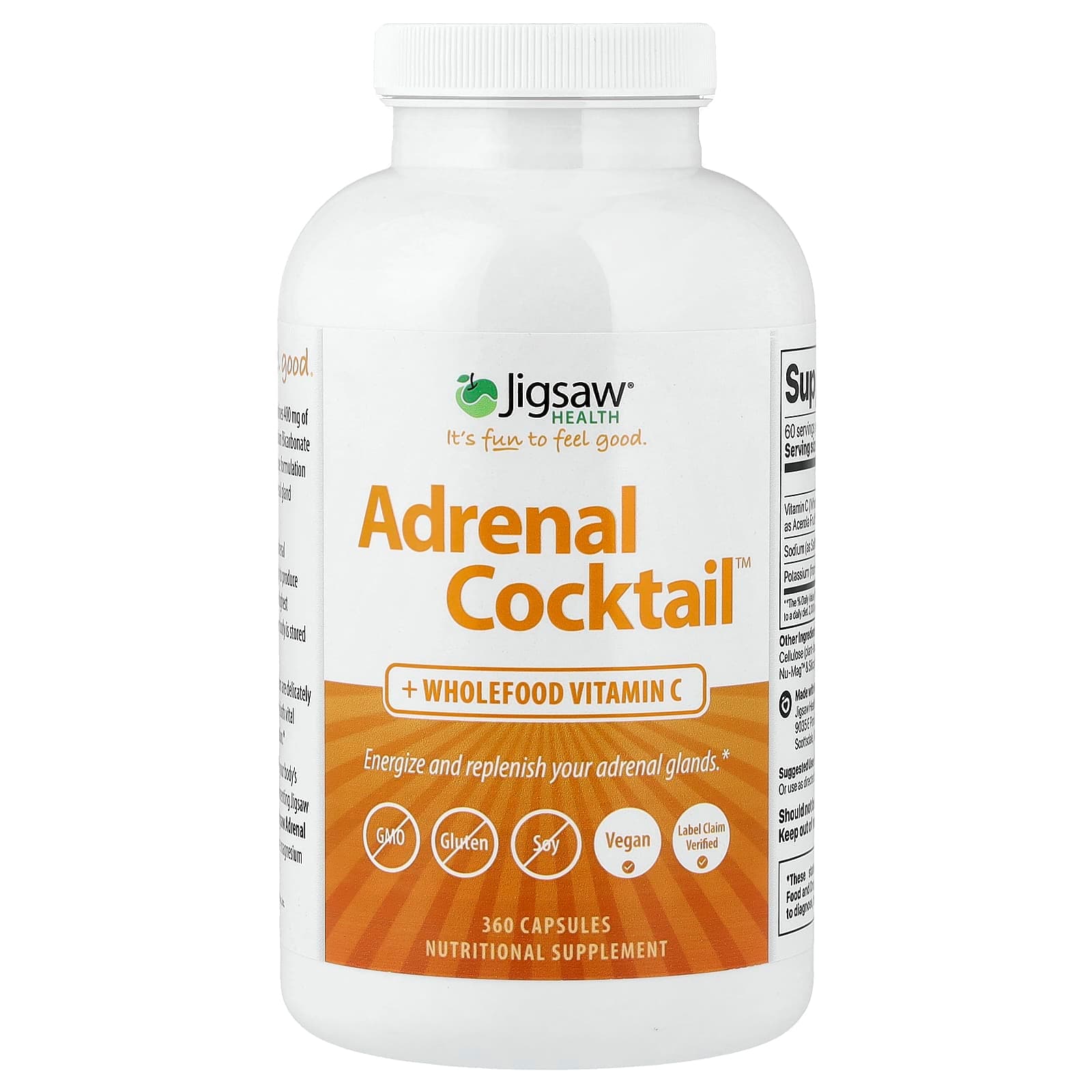 Jigsaw Health Adrenal Cocktail + Wholefood Vitamin C – 360 gélules de Jigsaw Health