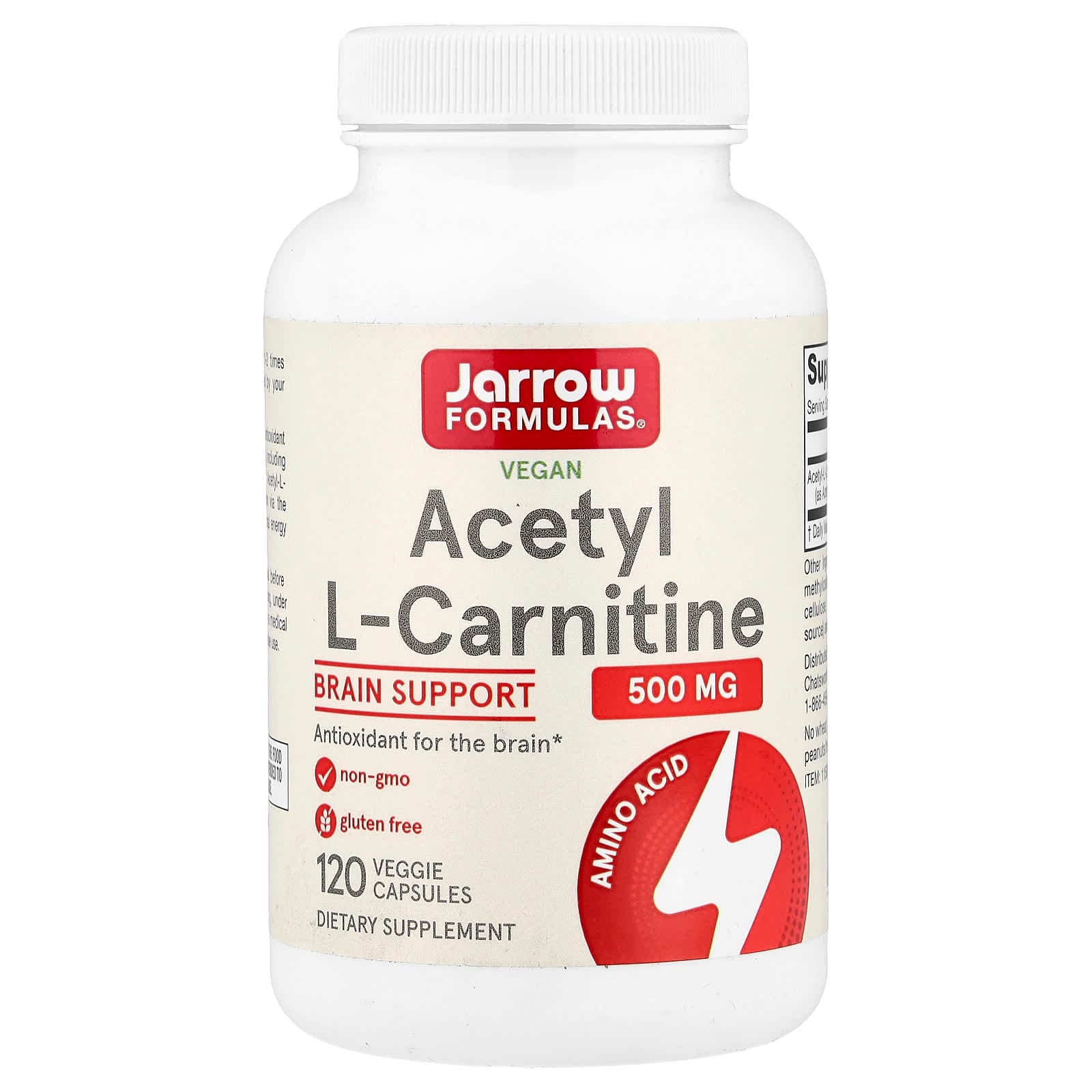 Jarrow Formulas Vegan Acetyl L-Carnitine – 120 gélules végétales de Jarrow Formulas