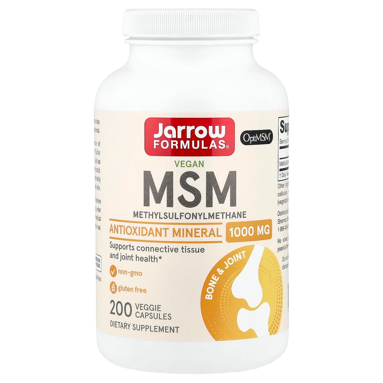 Jarrow Formulas Vegan MSM – 200 gélules végétales de Jarrow Formulas