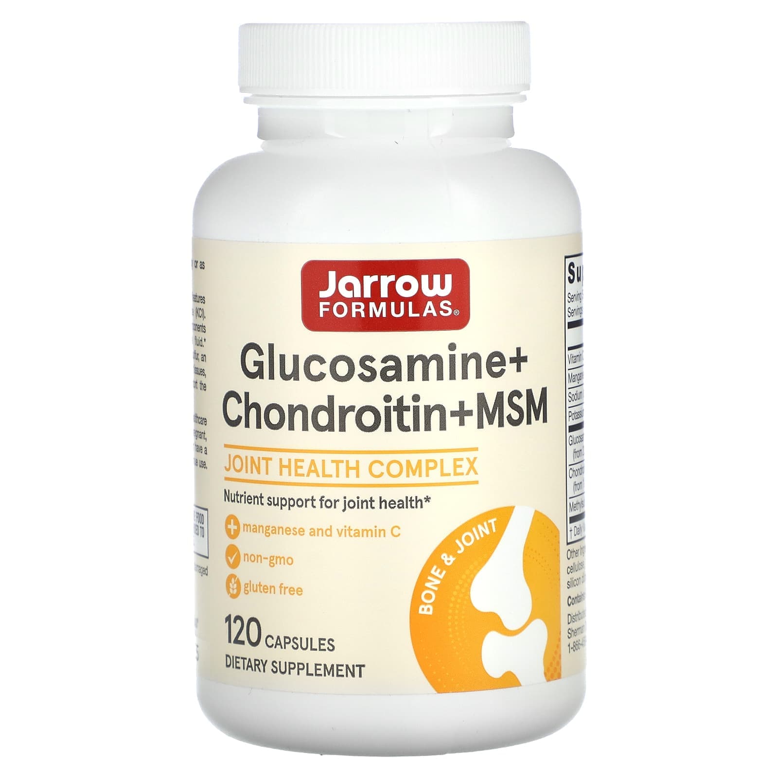 Jarrow Formulas Glucosamine + Chondroitin + MSM – 120 gélules de Jarrow Formulas