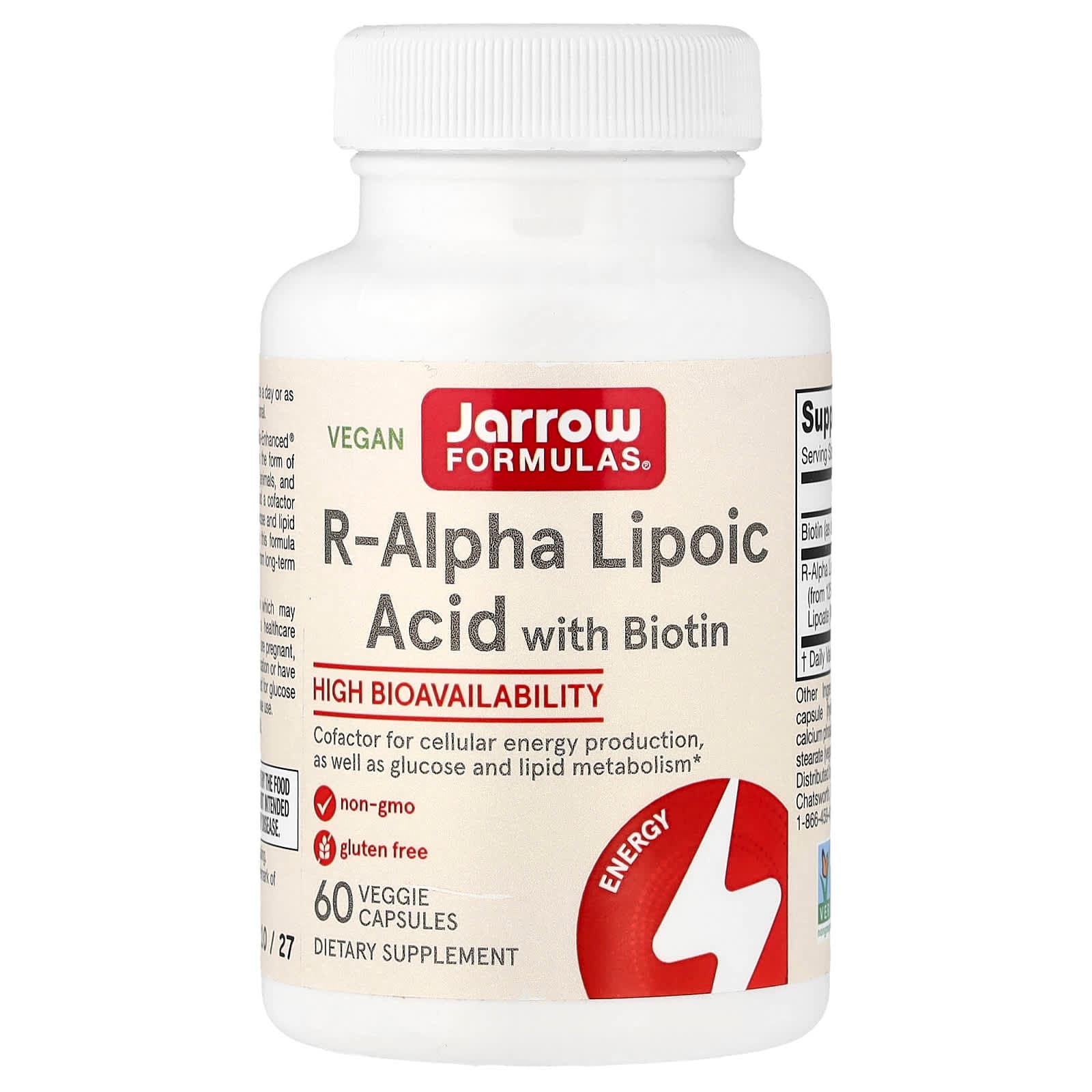 Jarrow Formulas R-Alpha Lipoic Acid with Biotin – 60 gélules végétales de Jarrow Formulas