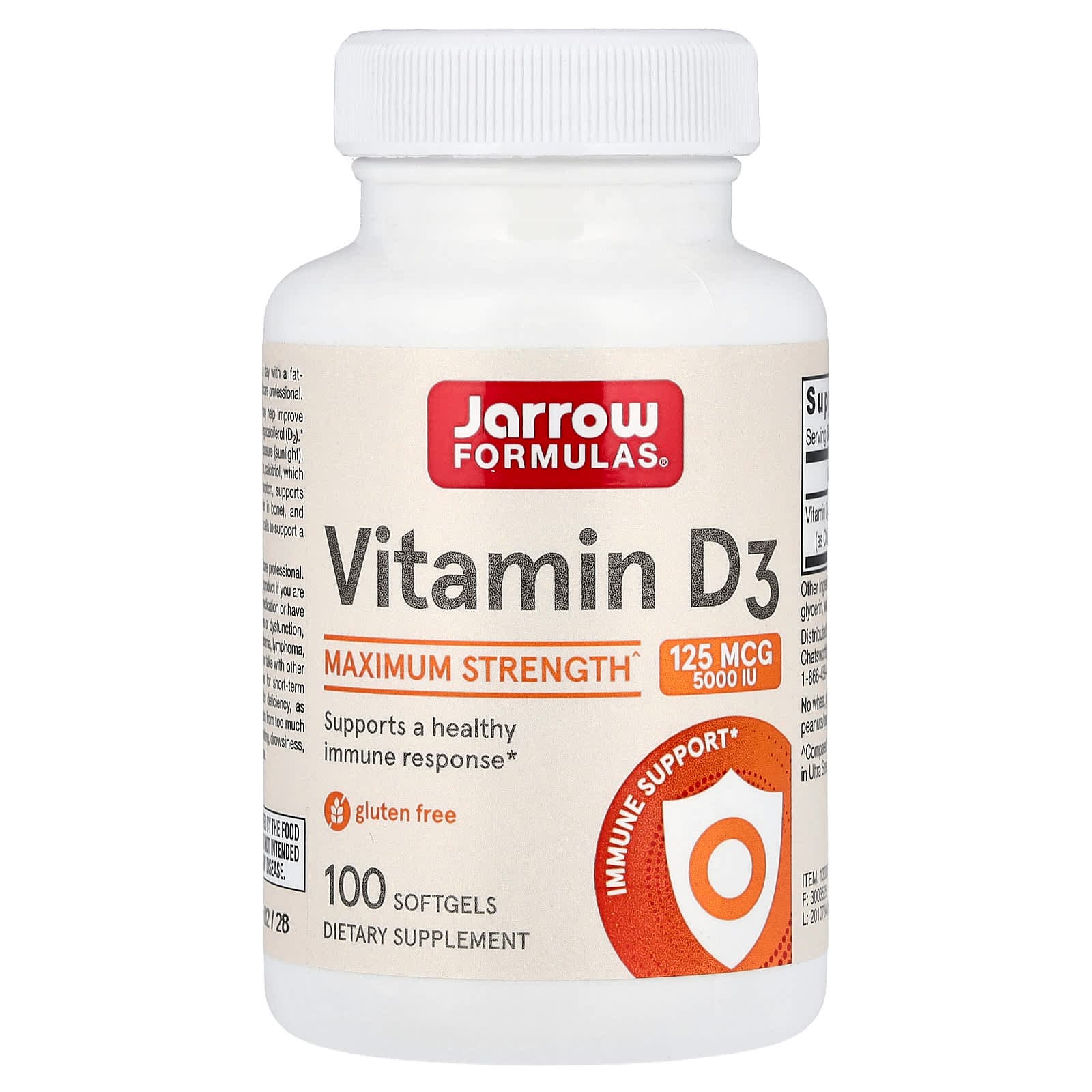Jarrow Formulas Vitamin D3 – 100 capsules molles de Jarrow Formulas